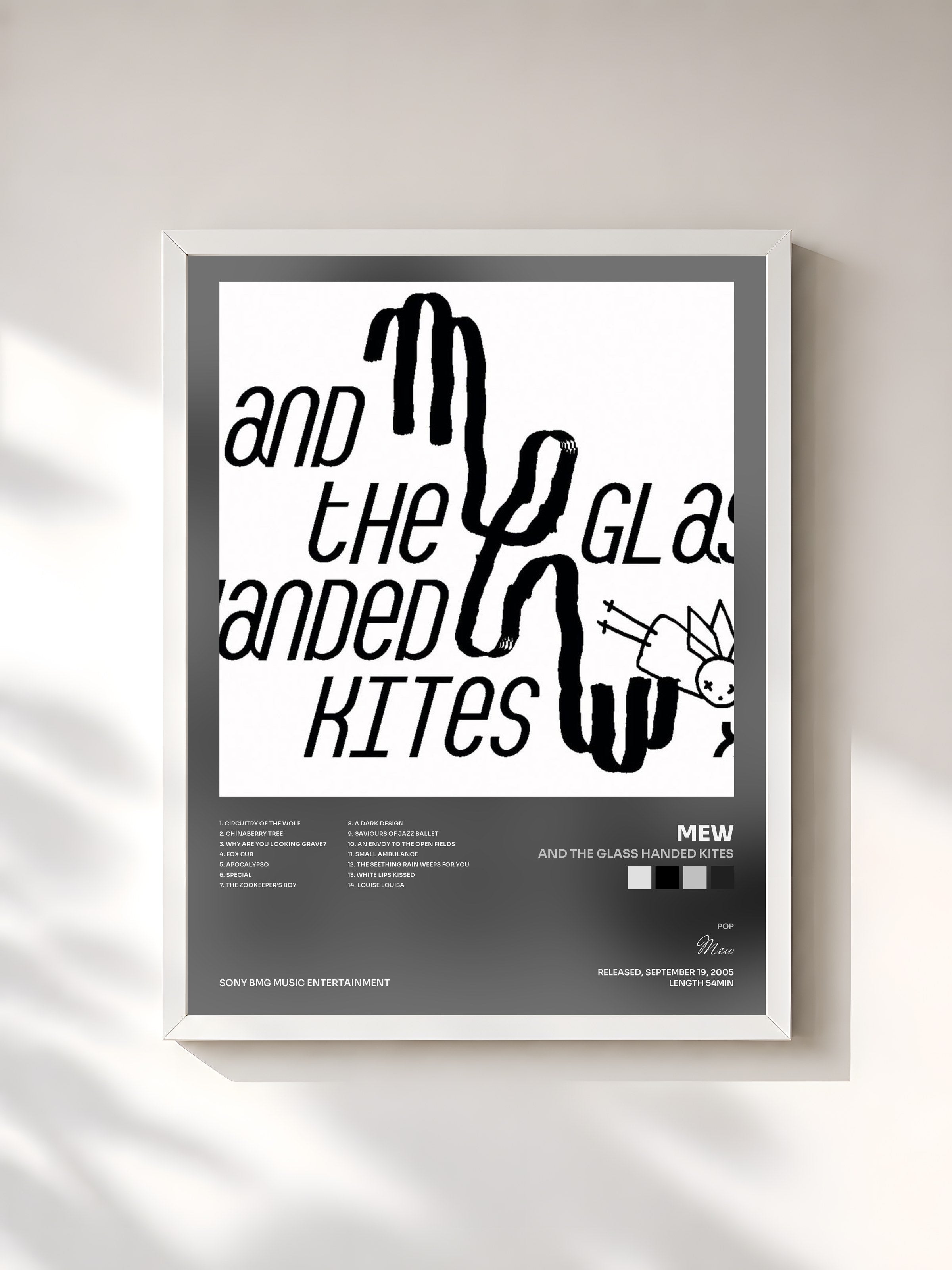 #blanc Tableau de l'album And The Glass Handed Kites de Mew, cadre blanc, imprimé et encadré en France