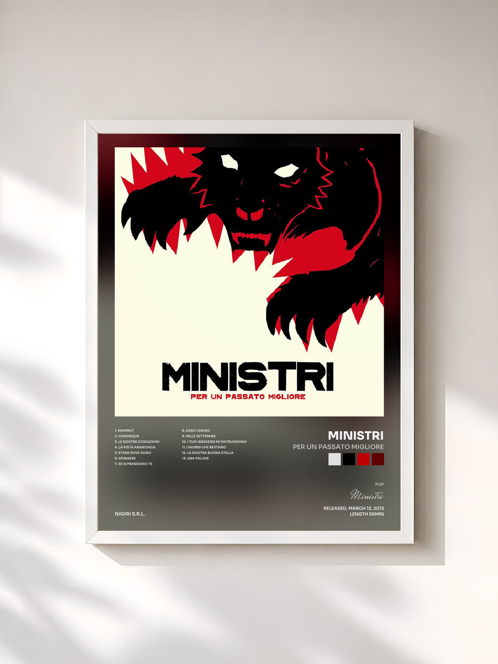 #blanc Per Un Passato Migliore by Ministri as a framed art print, white frame, printed and framed in France