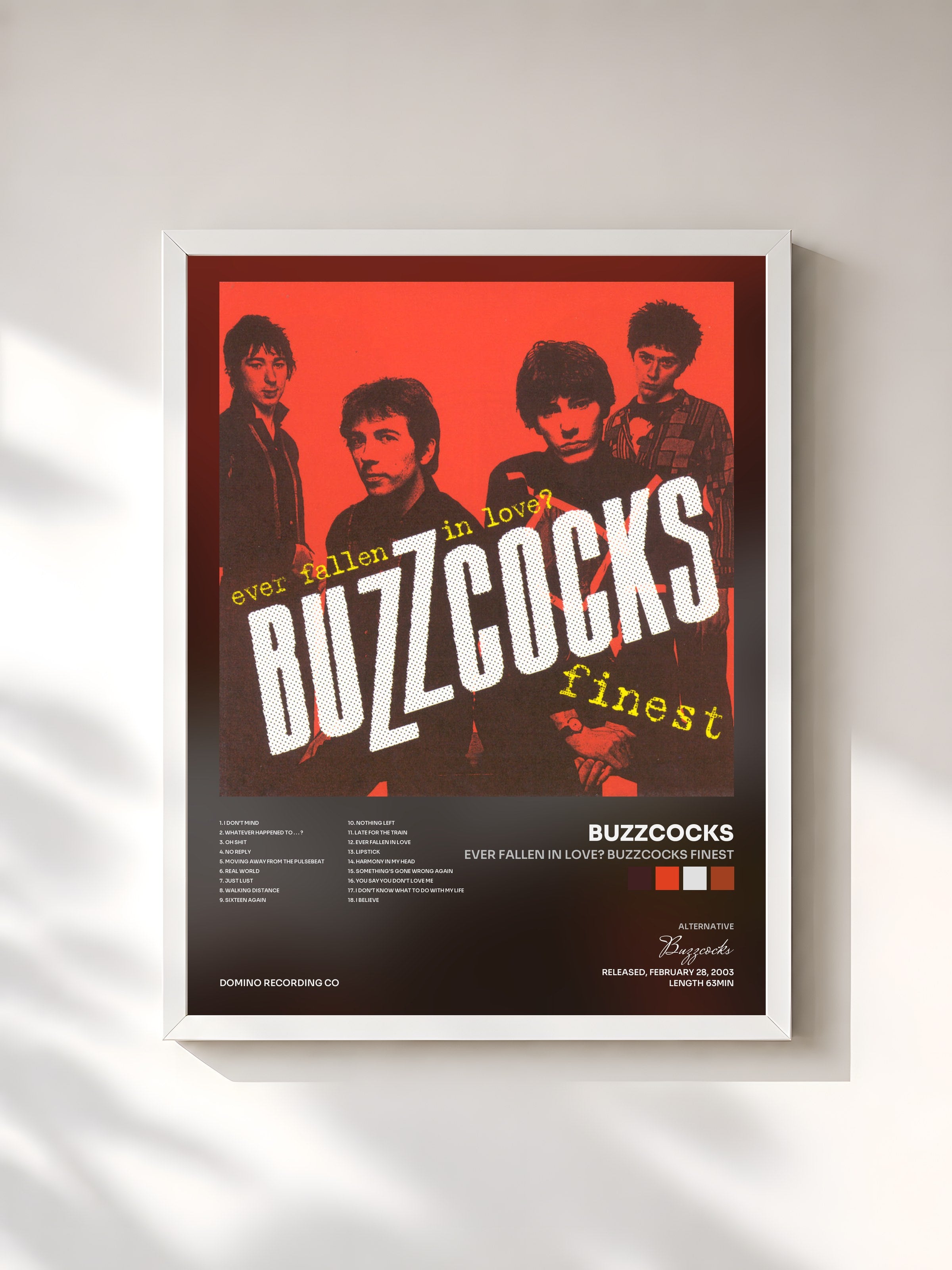 #blanc Tableau de l'album Ever Fallen In Love? Buzzcocks Finest de Buzzcocks, cadre blanc, imprimé et encadré en France