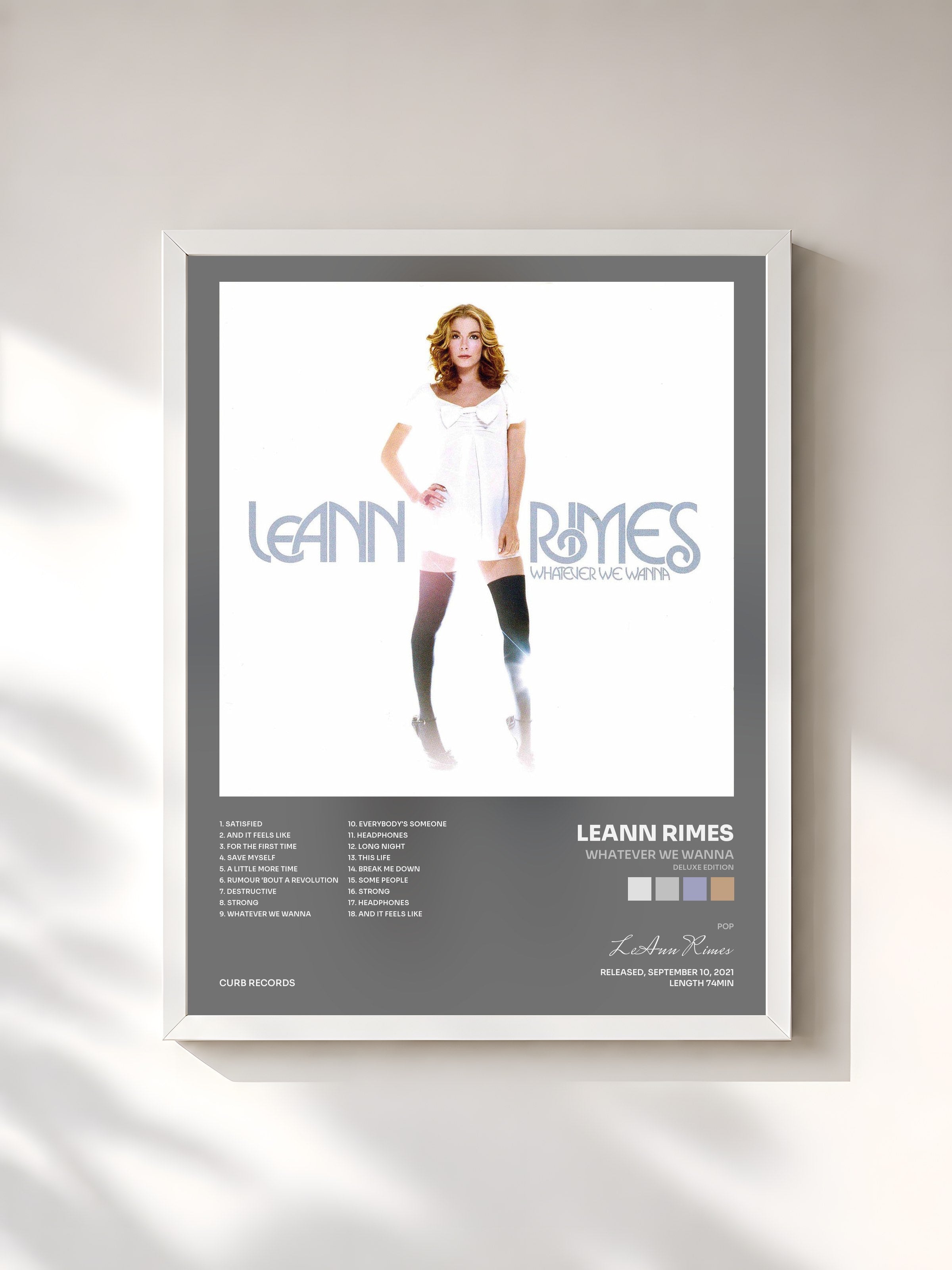 #blanc Tableau de l'album Whatever We Wanna (Deluxe Edition) de LeAnn Rimes, cadre blanc, imprimé et encadré en France