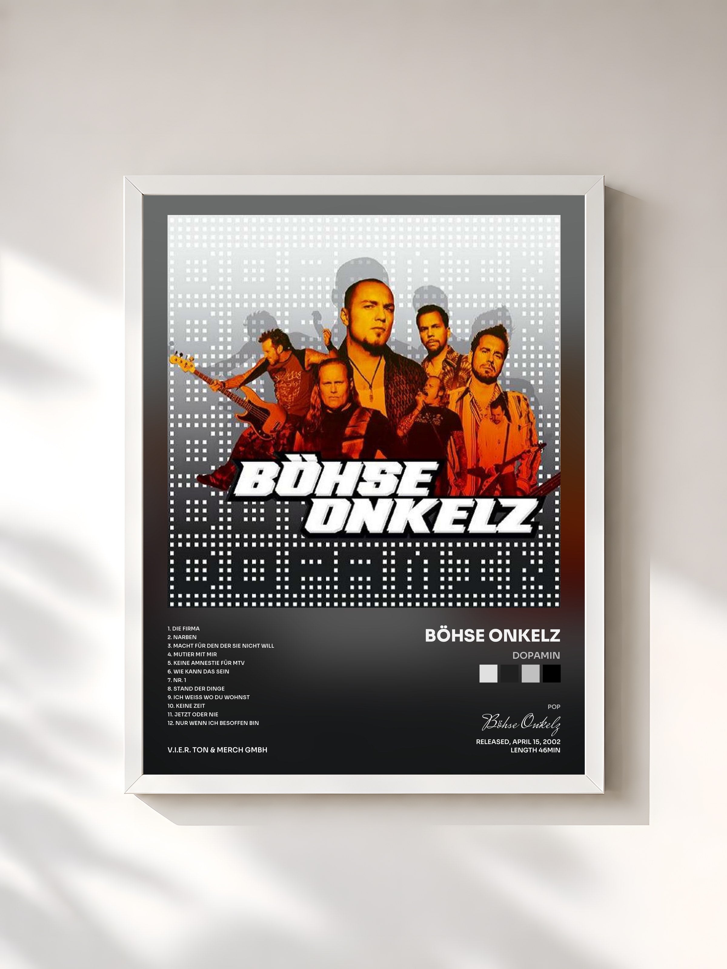 #blanc Tableau de l'album Dopamin de Böhse Onkelz, cadre blanc, imprimé et encadré en France