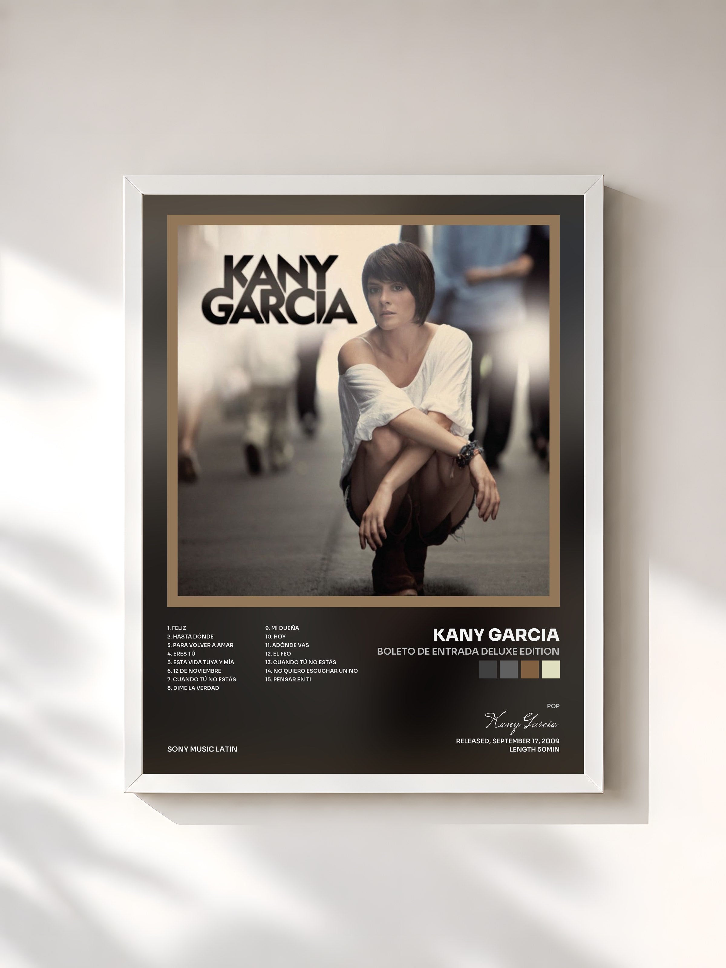 #blanc Tableau de l'album Boleto De Entrada Deluxe Edition de Kany Garcia, cadre blanc, imprimé et encadré en France