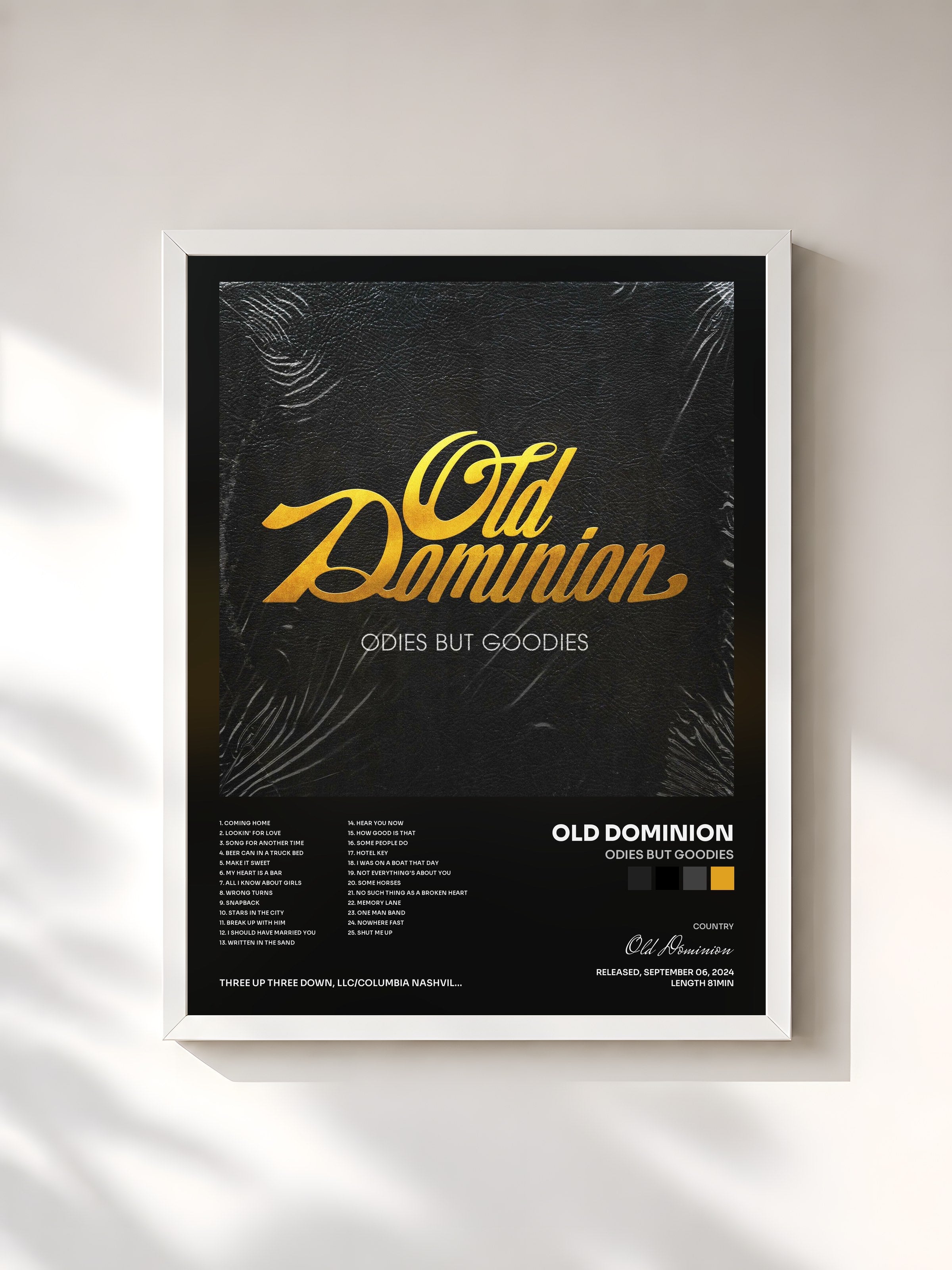 #blanc Tableau de l'album Odies But Goodies de Old Dominion, cadre blanc, imprimé et encadré en France