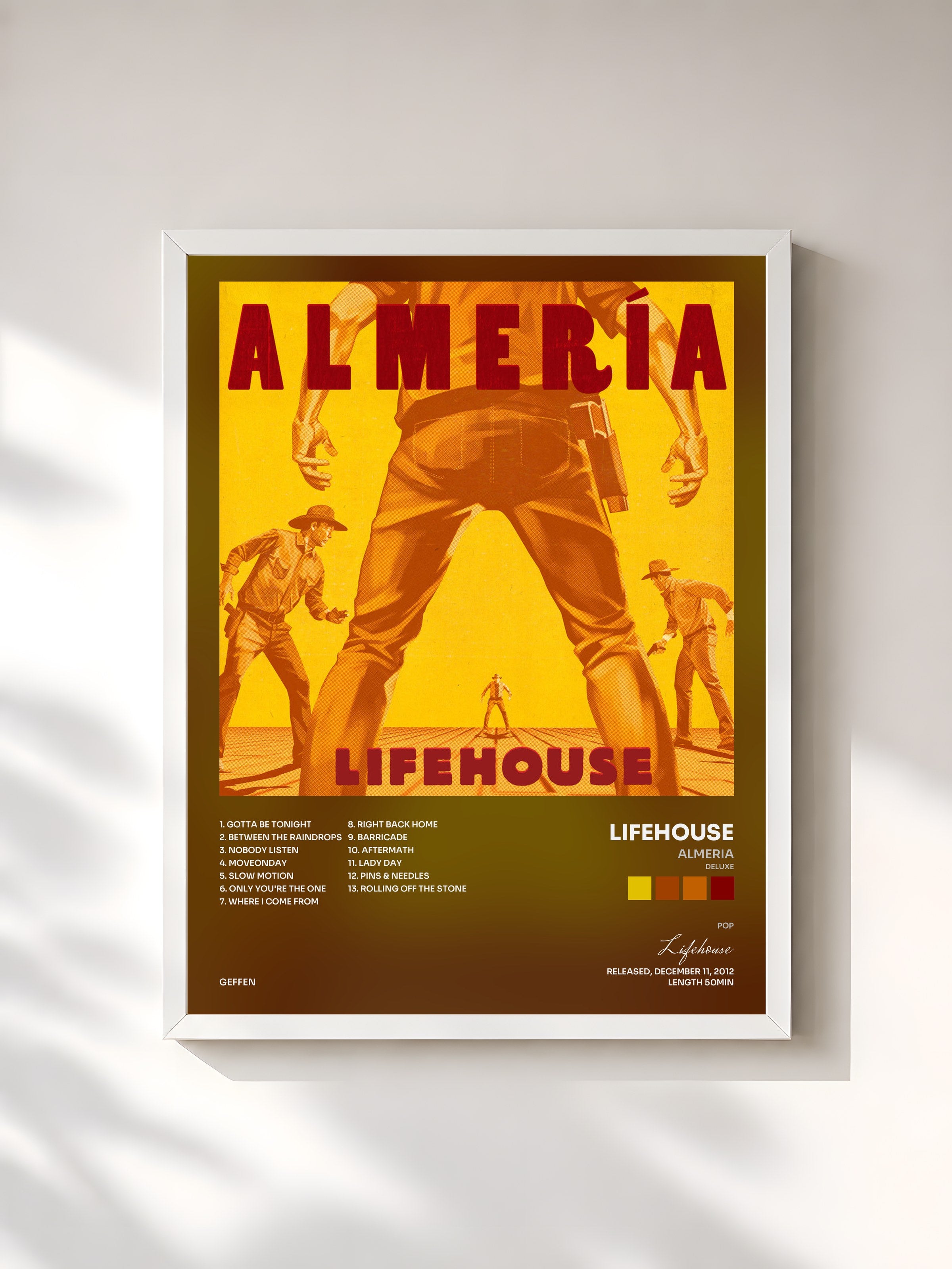 #blanc Tableau de l'album Almeria (Deluxe) de Lifehouse, cadre blanc, imprimé et encadré en France