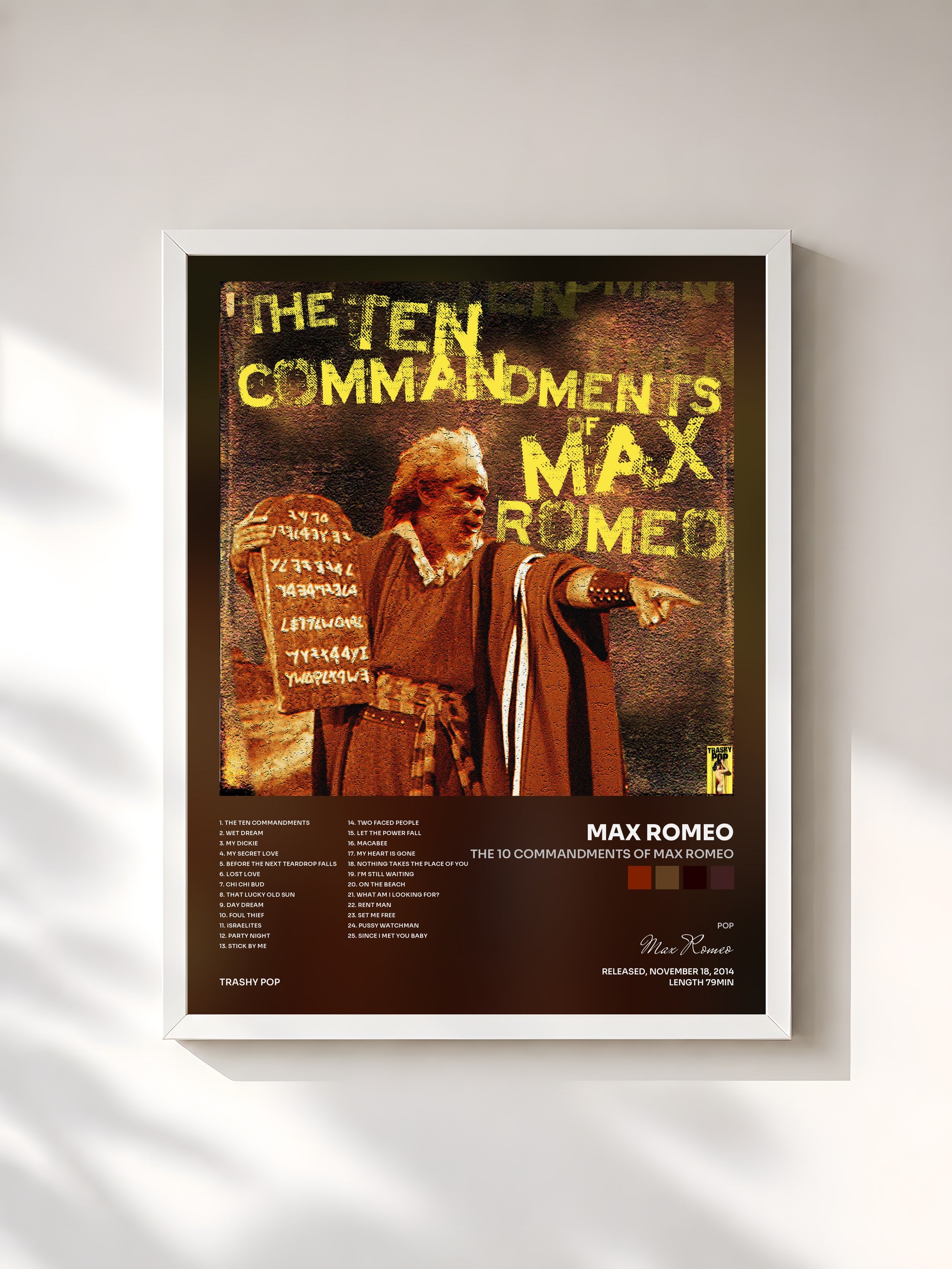 #blanc Tableau de l'album The 10 Commandments of Max Romeo de Max Romeo, cadre blanc, imprimé et encadré en France