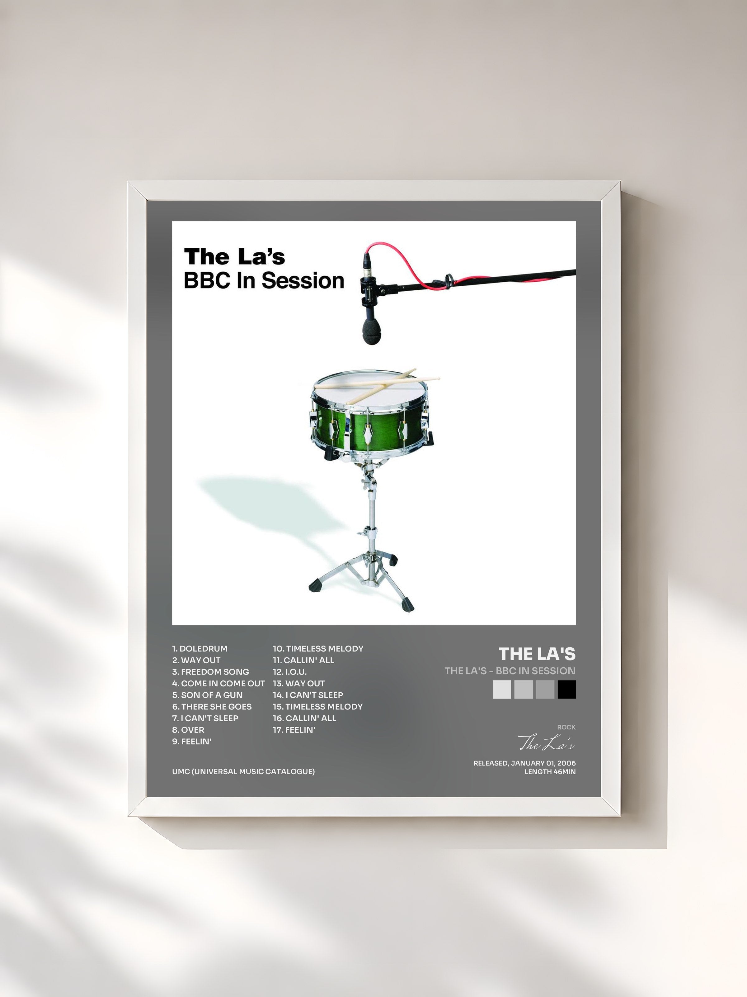 #blanc Tableau de l'album The La's - BBC In Session de The La's, cadre blanc, imprimé et encadré en France