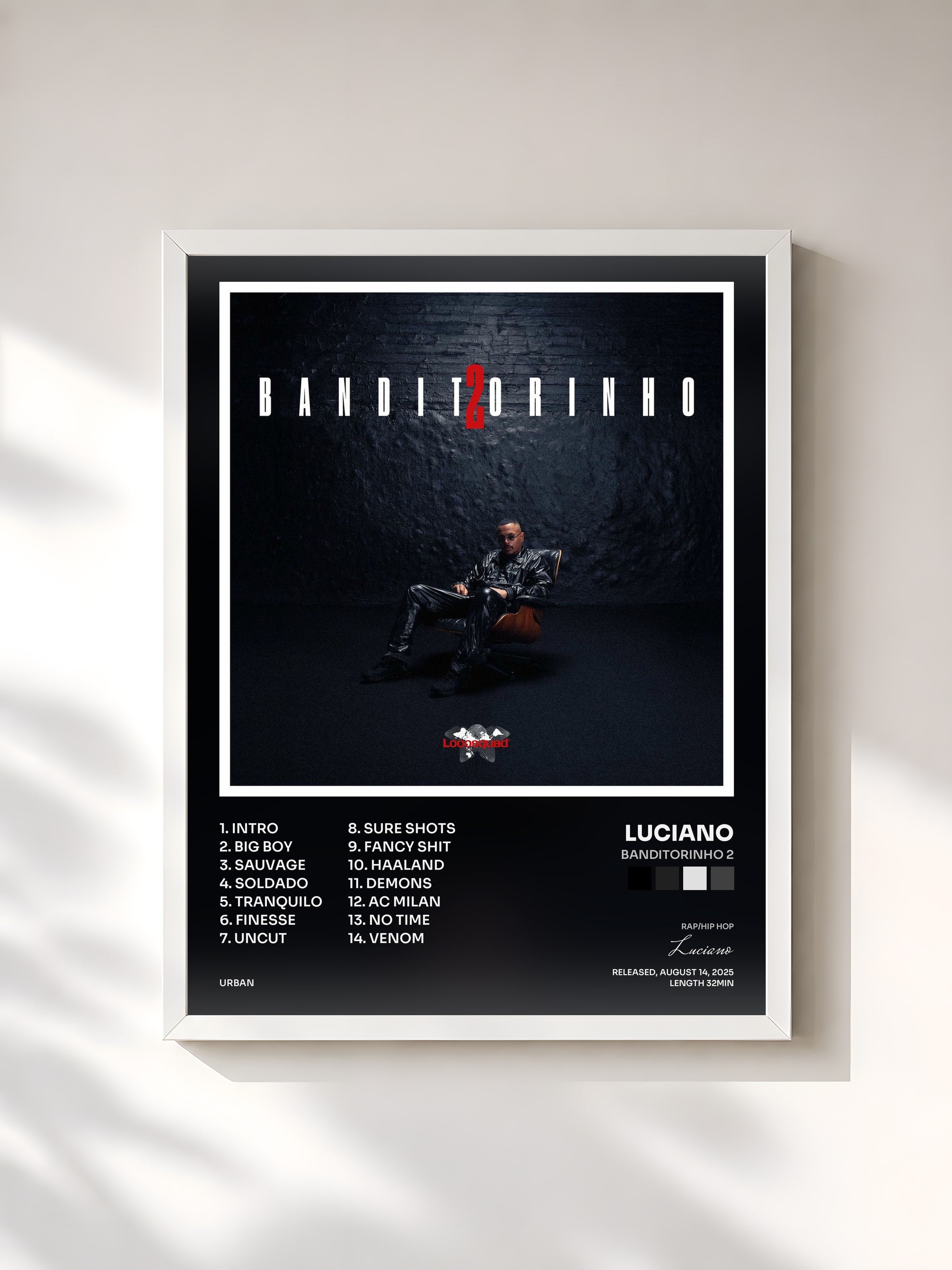 #blanc Tableau de l'album Banditorinho 2 de Luciano, cadre blanc, imprimé et encadré en France