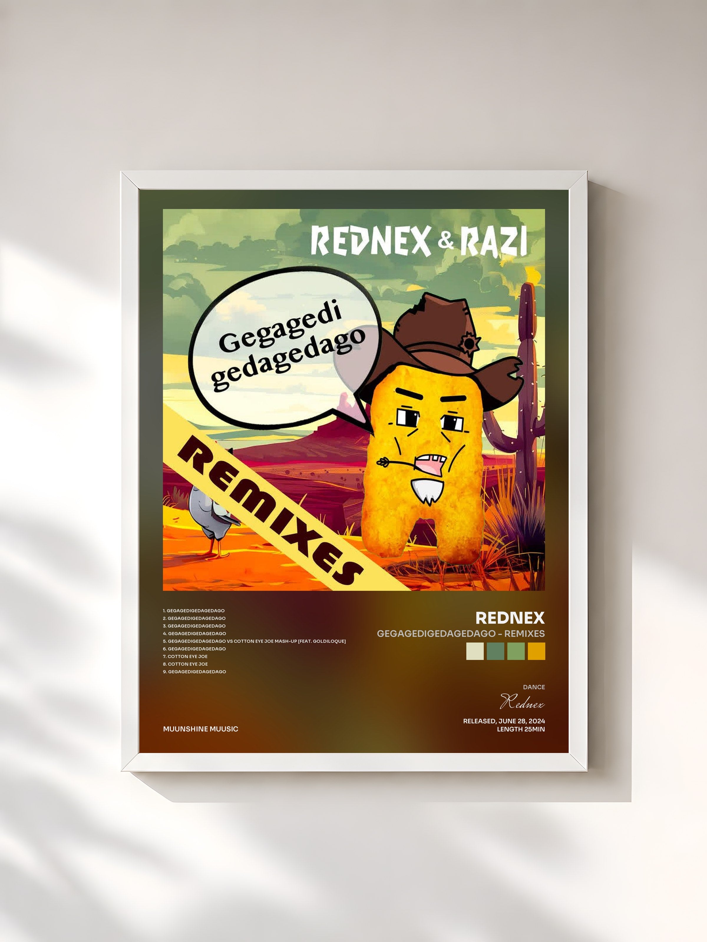 #blanc Tableau de l'album Gegagedigedagedago - Remixes de Rednex, cadre blanc, imprimé et encadré en France