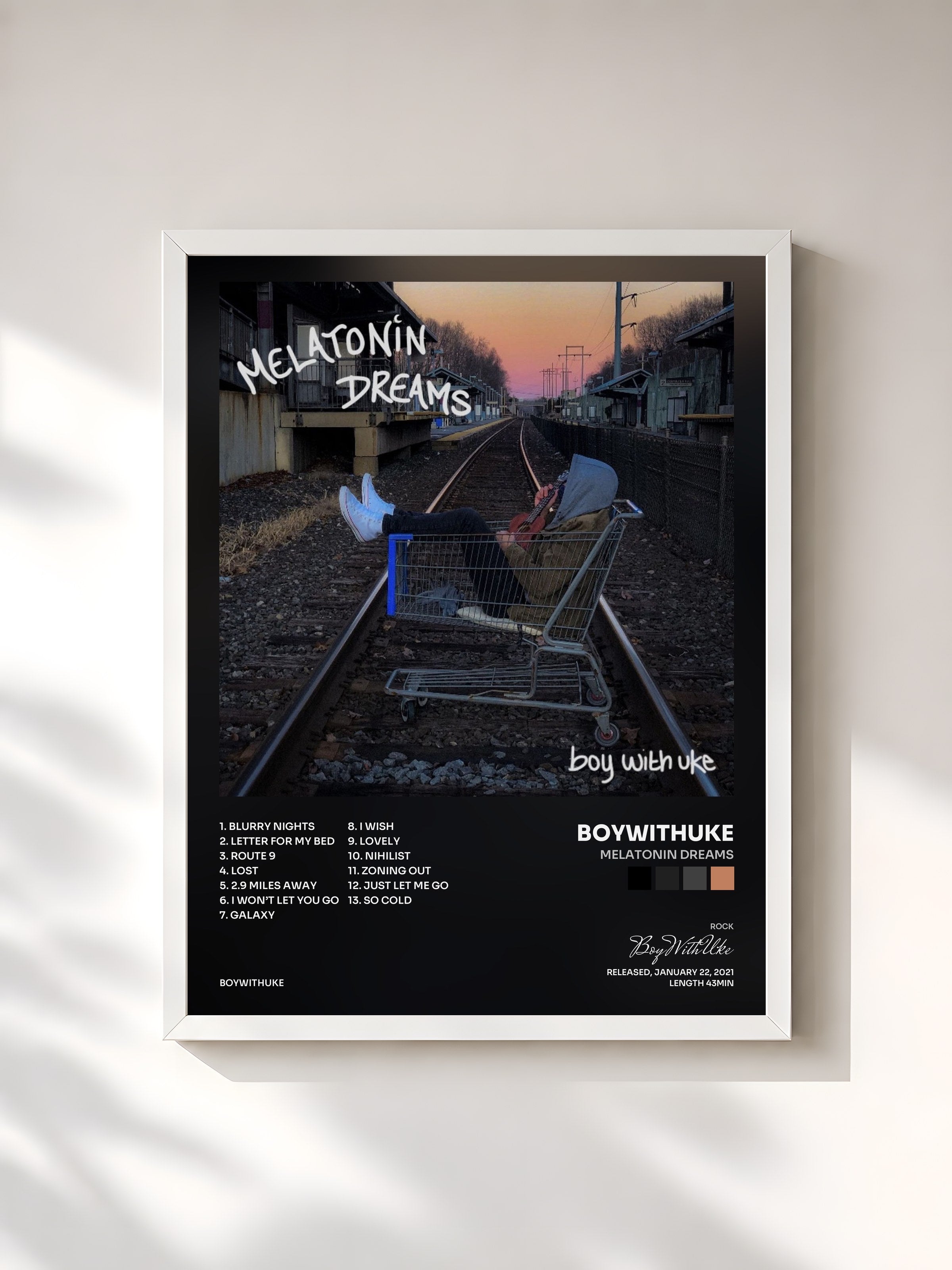 #blanc Tableau de l'album Melatonin Dreams de BoyWithUke, cadre blanc, imprimé et encadré en France