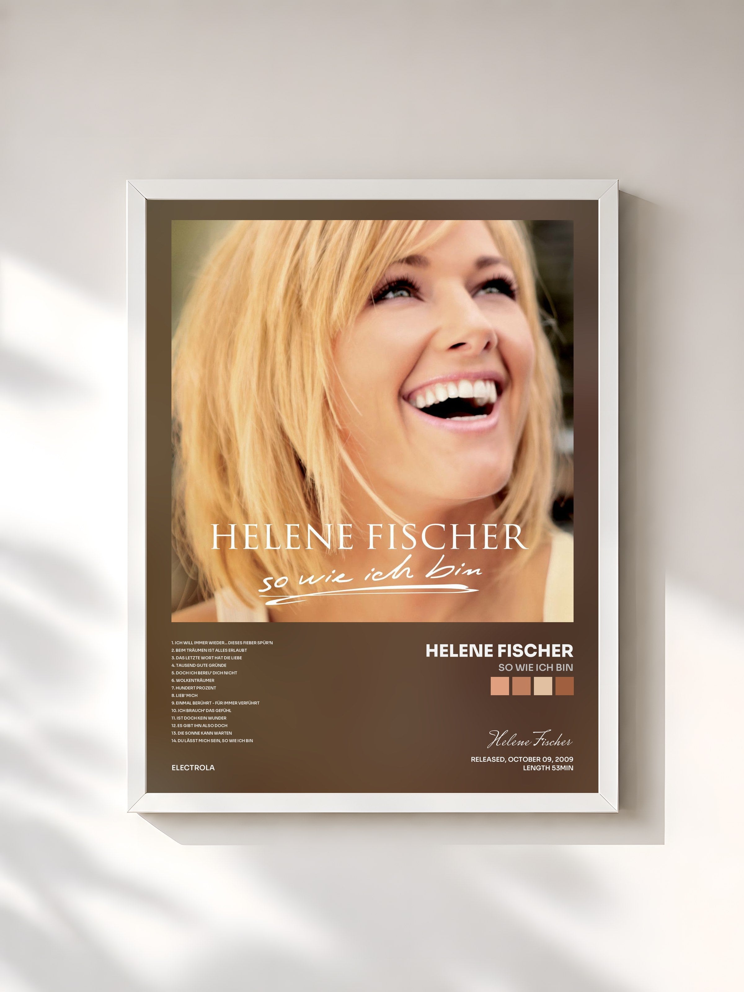 #blanc Tableau de l'album So Wie Ich Bin de Helene Fischer, cadre blanc, imprimé et encadré en France