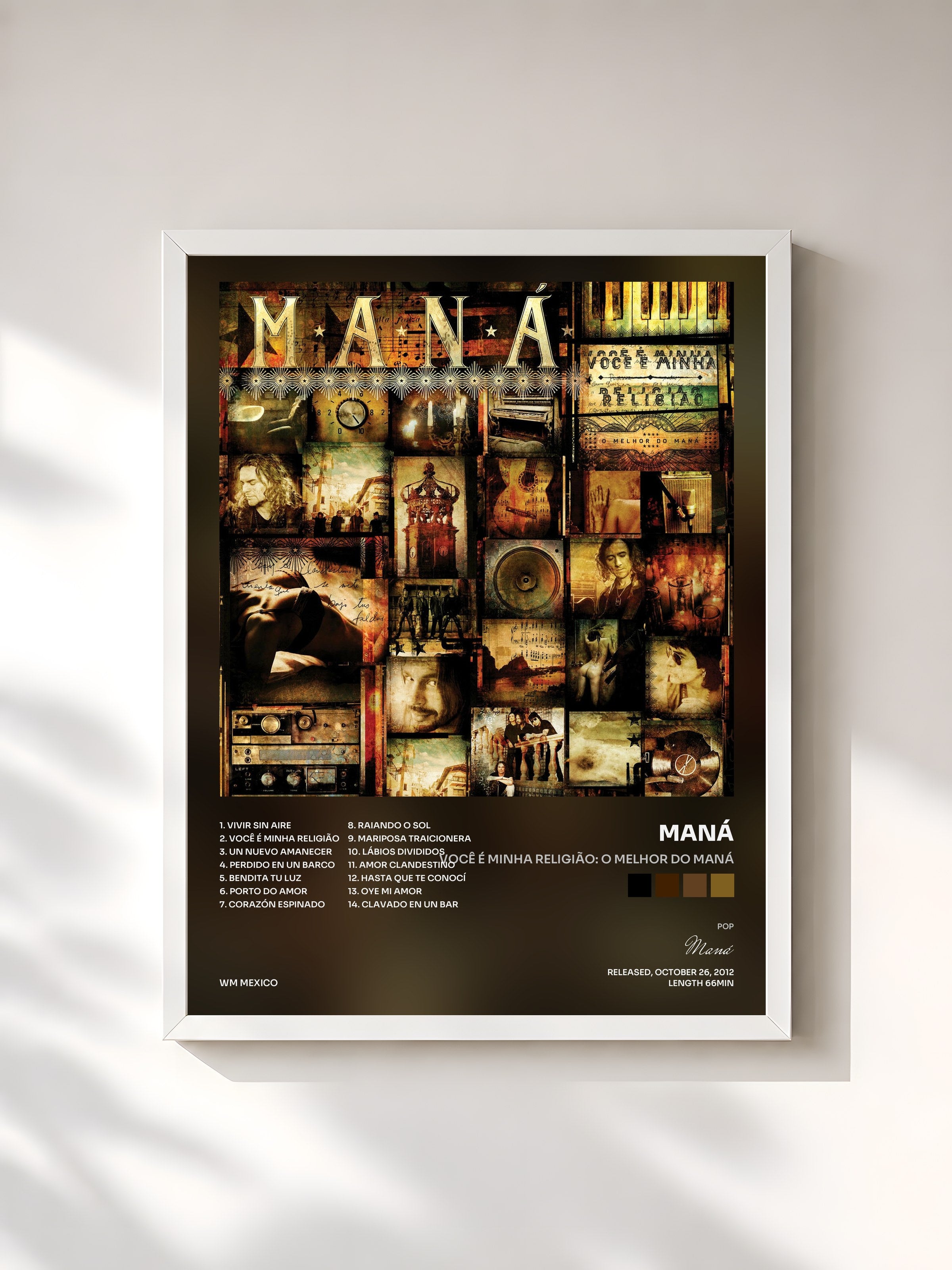 #blanc Tableau de l'album Você É Minha Religião: O Melhor Do Maná de Maná, cadre blanc, imprimé et encadré en France