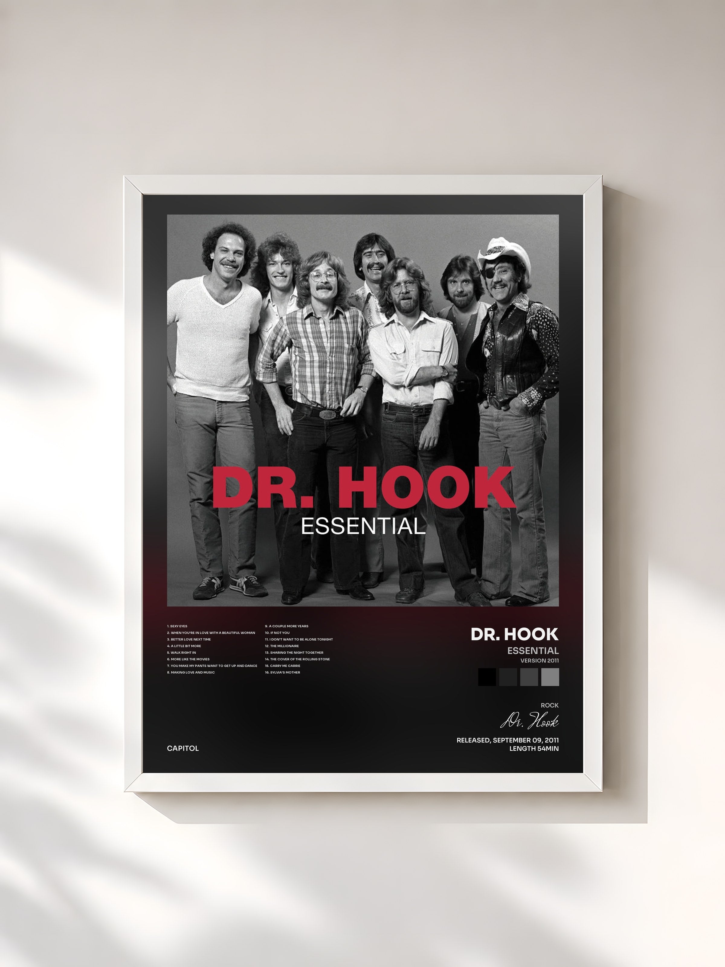 #blanc Tableau de l'album Essential (Version 2011) de Dr. Hook, cadre blanc, imprimé et encadré en France