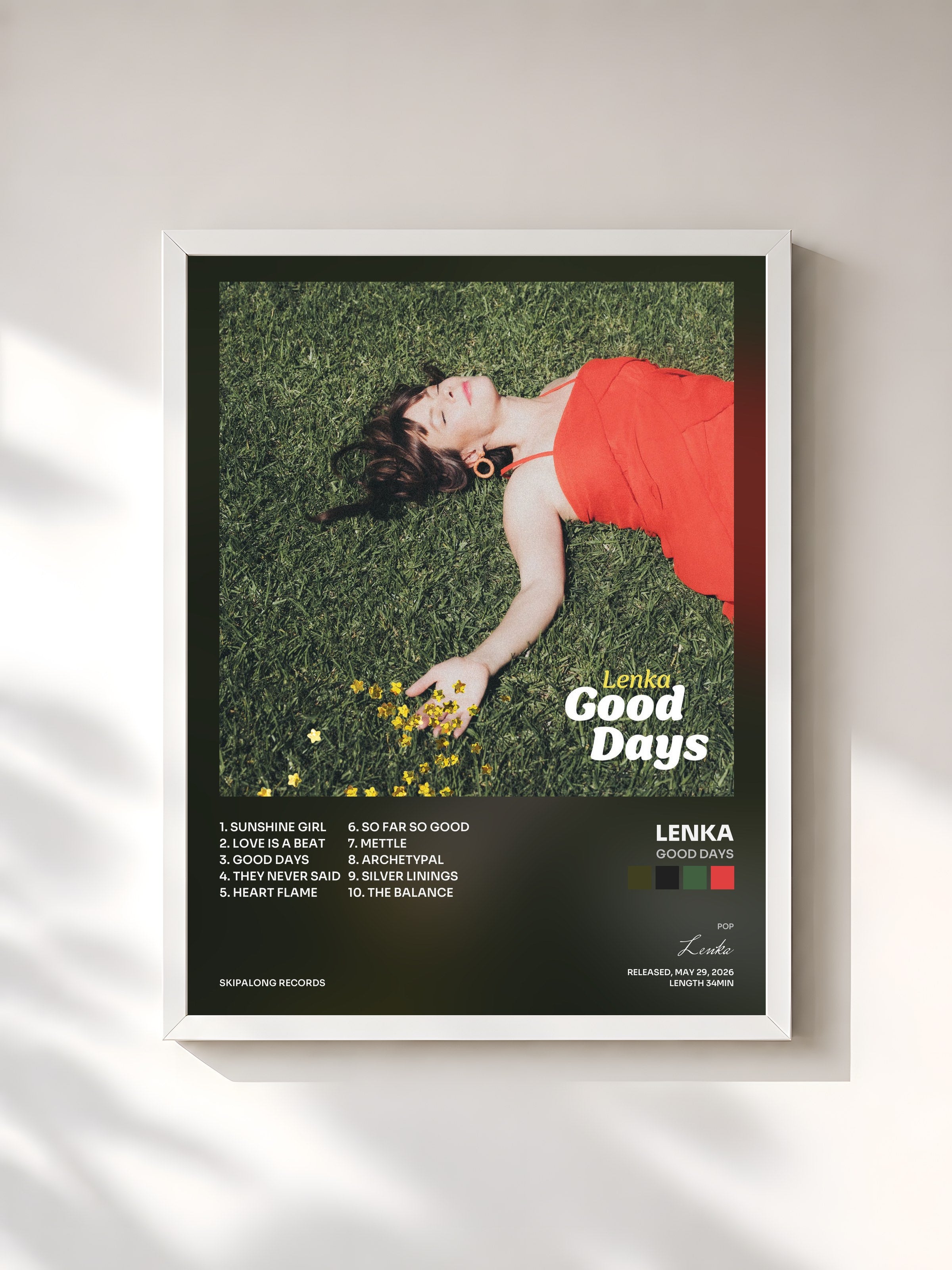 #blanc Tableau de l'album Good Days de Lenka, cadre blanc, imprimé et encadré en France