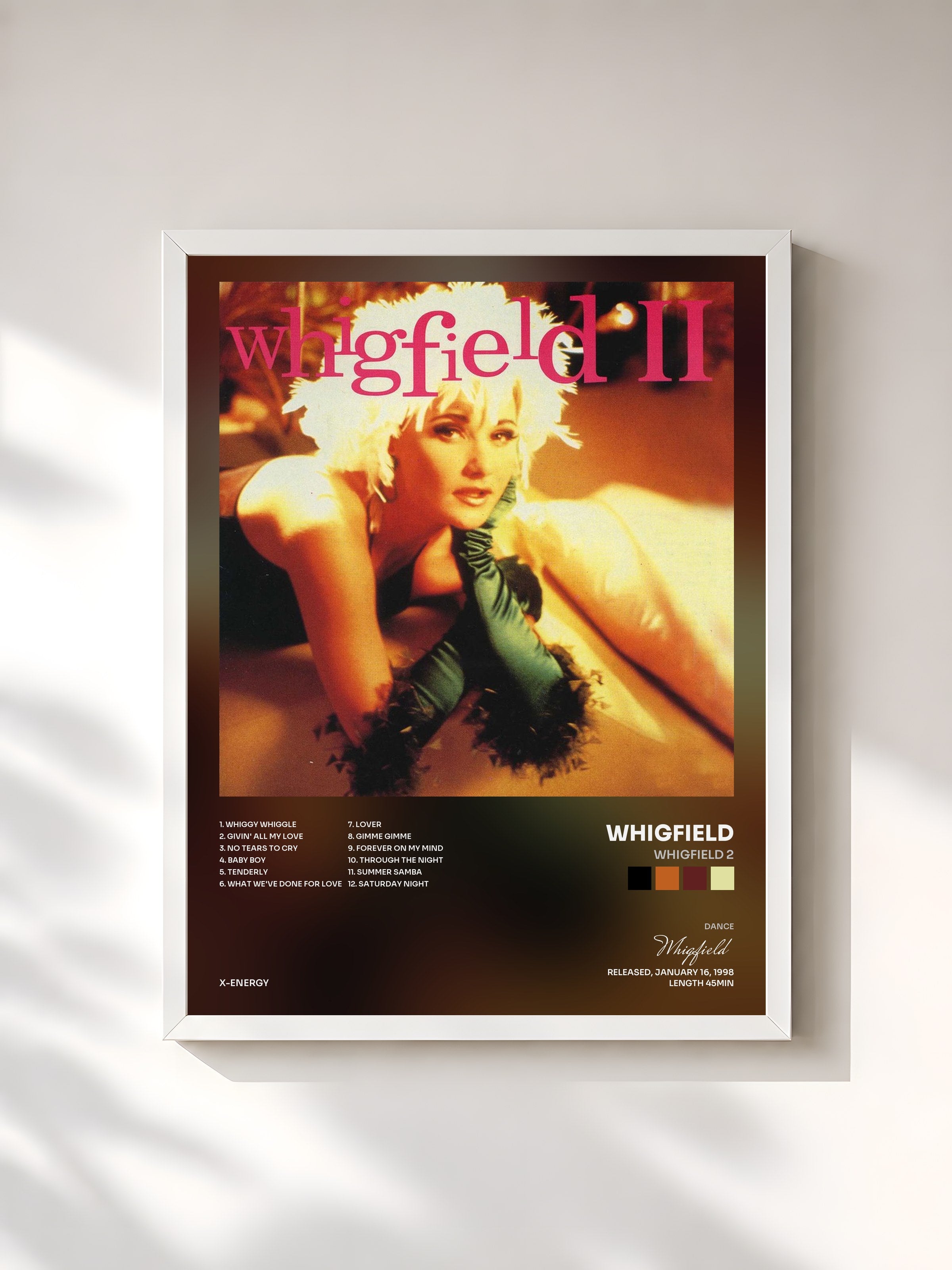 #blanc Tableau de l'album Whigfield 2 de Whigfield, cadre blanc, imprimé et encadré en France