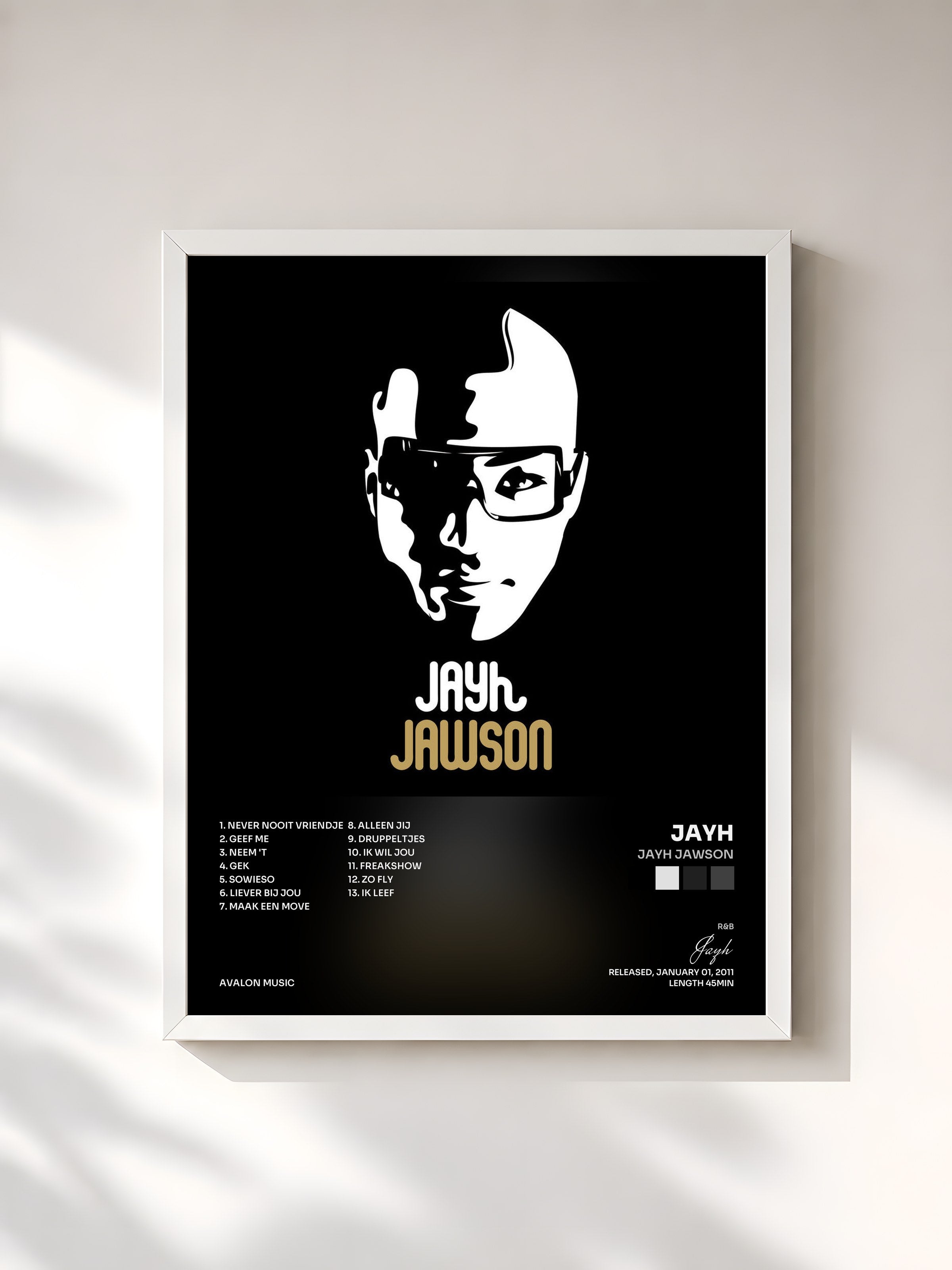 #blanc Tableau de l'album Jayh Jawson de Jayh, cadre blanc, imprimé et encadré en France