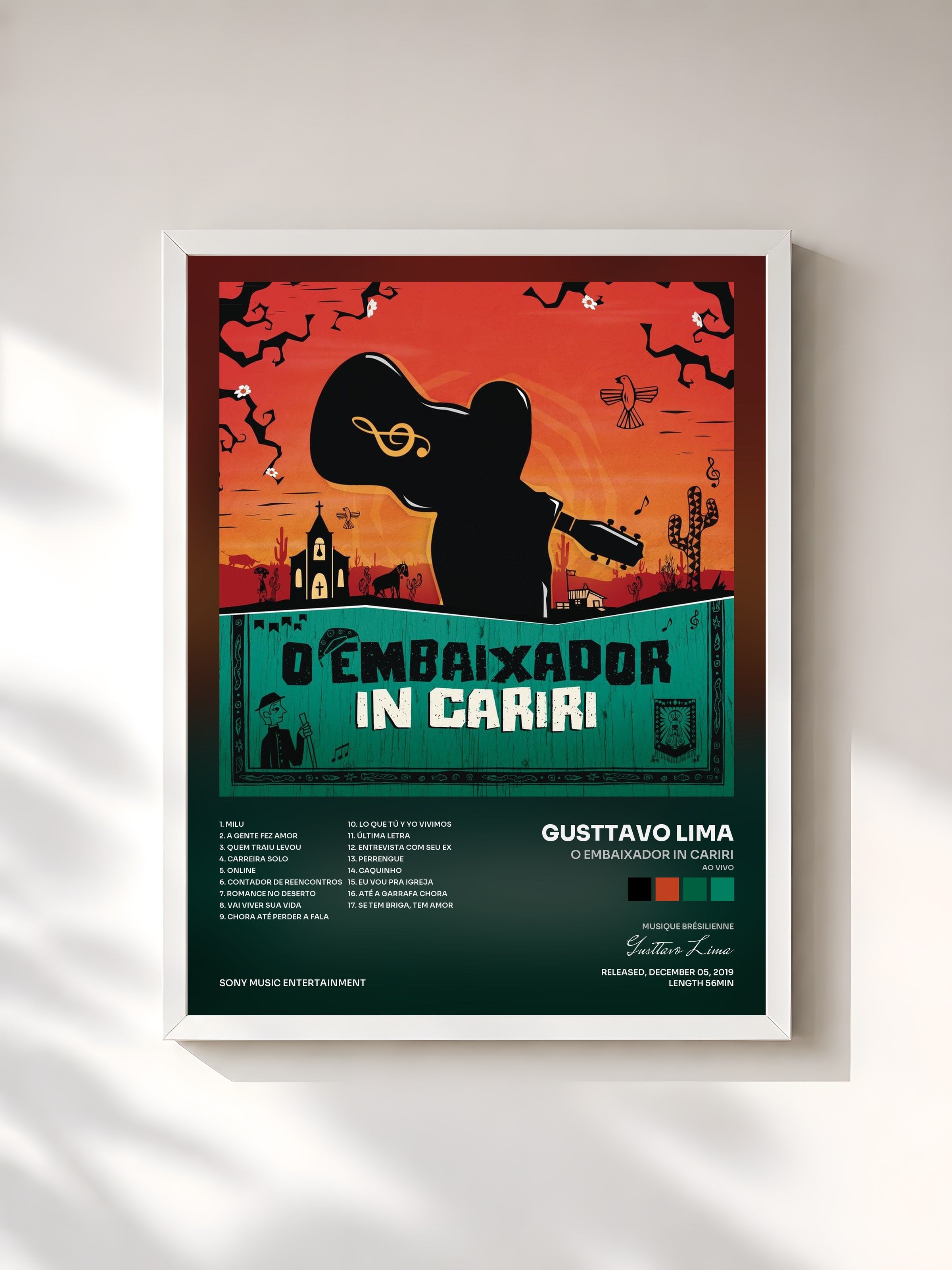 #blanc Tableau de l'album O Embaixador in Cariri (Ao Vivo) de Gusttavo Lima, cadre blanc, imprimé et encadré en France