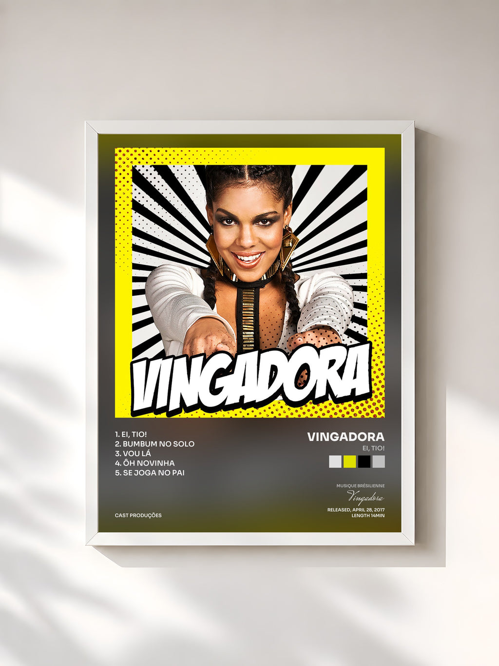 #blanc Tableau de l'album Ei, Tio! de Vingadora, cadre blanc, imprimé et encadré en France