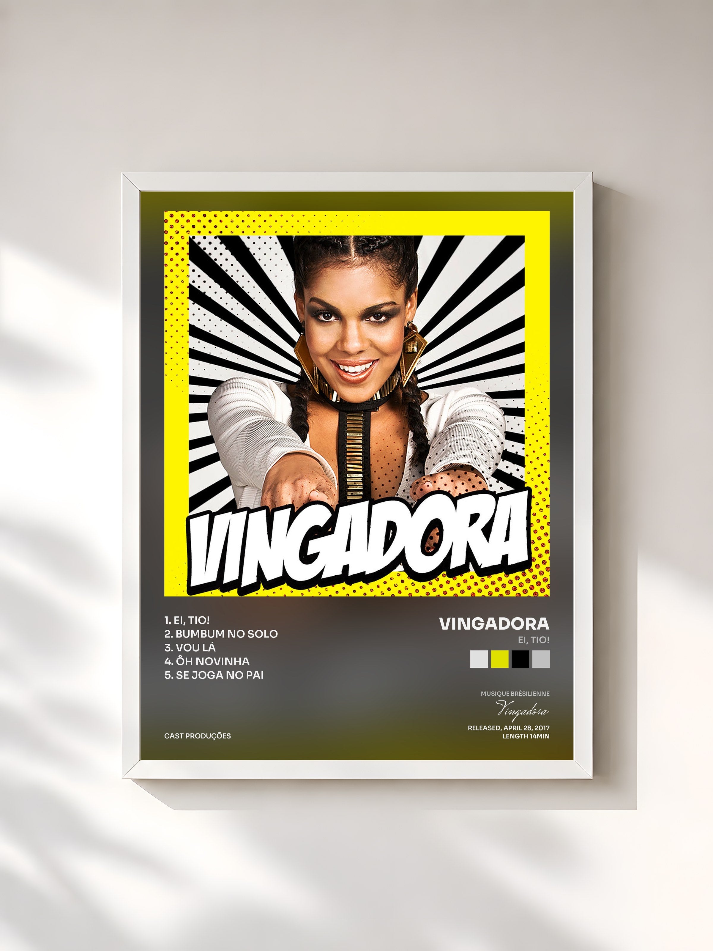#blanc Tableau de l'album Ei, Tio! de Vingadora, cadre blanc, imprimé et encadré en France