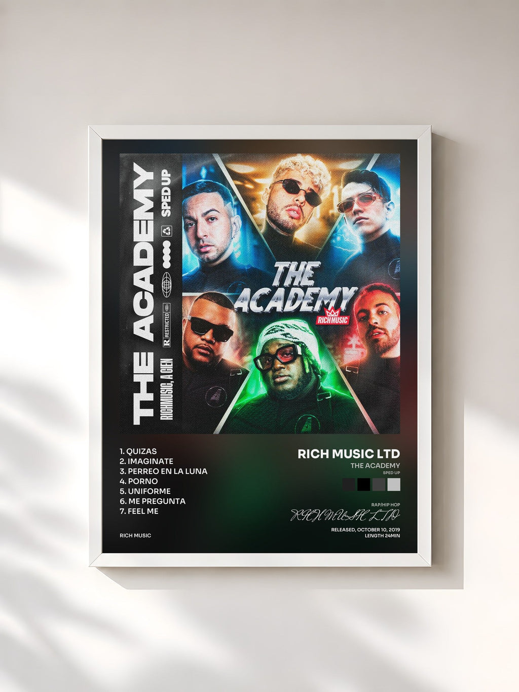 #blanc Tableau de l'album The Academy (Sped Up) de RICH MUSIC LTD, cadre blanc, imprimé et encadré en France
