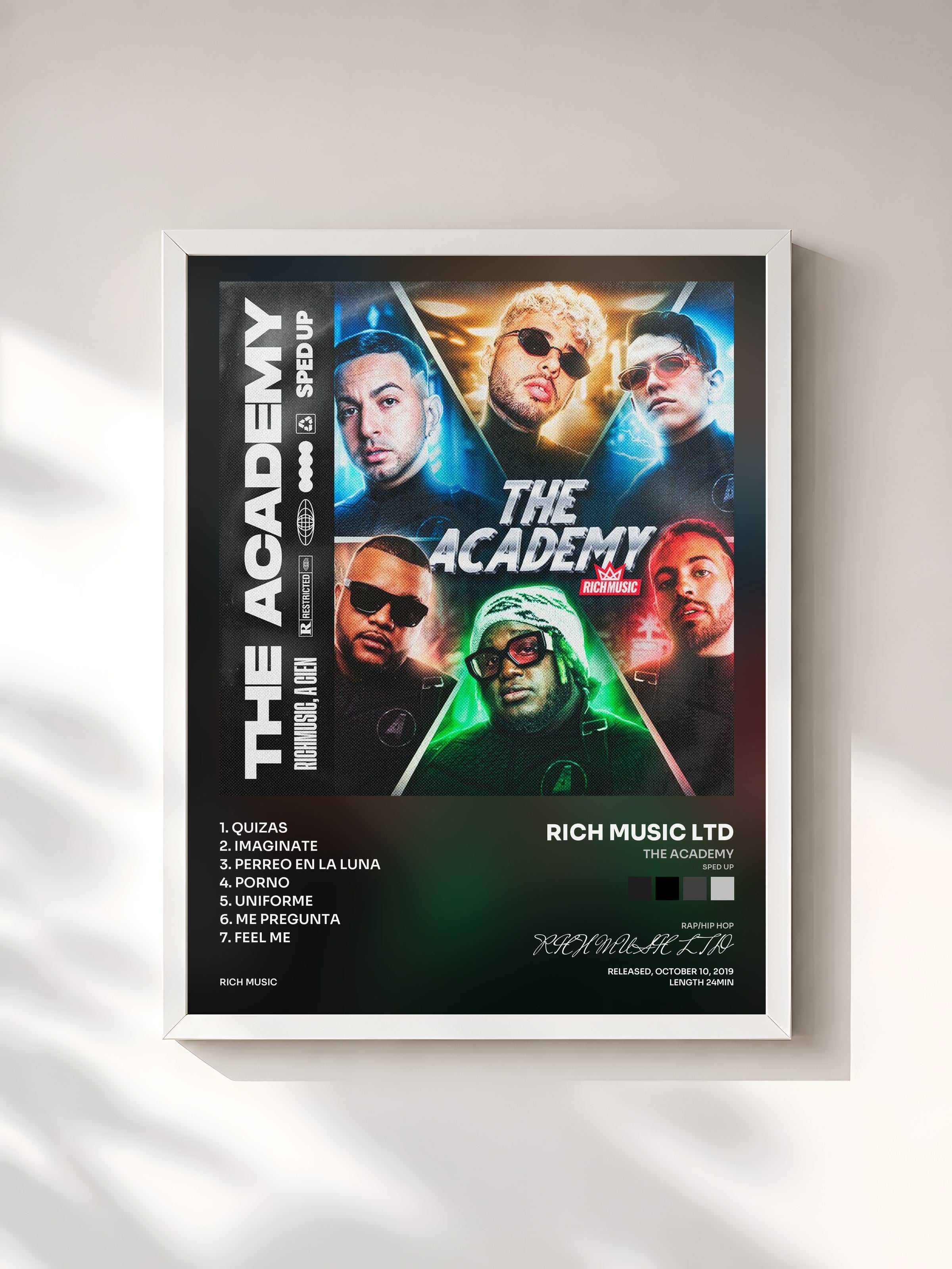 #blanc Tableau de l'album The Academy (Sped Up) de RICH MUSIC LTD, cadre blanc, imprimé et encadré en France