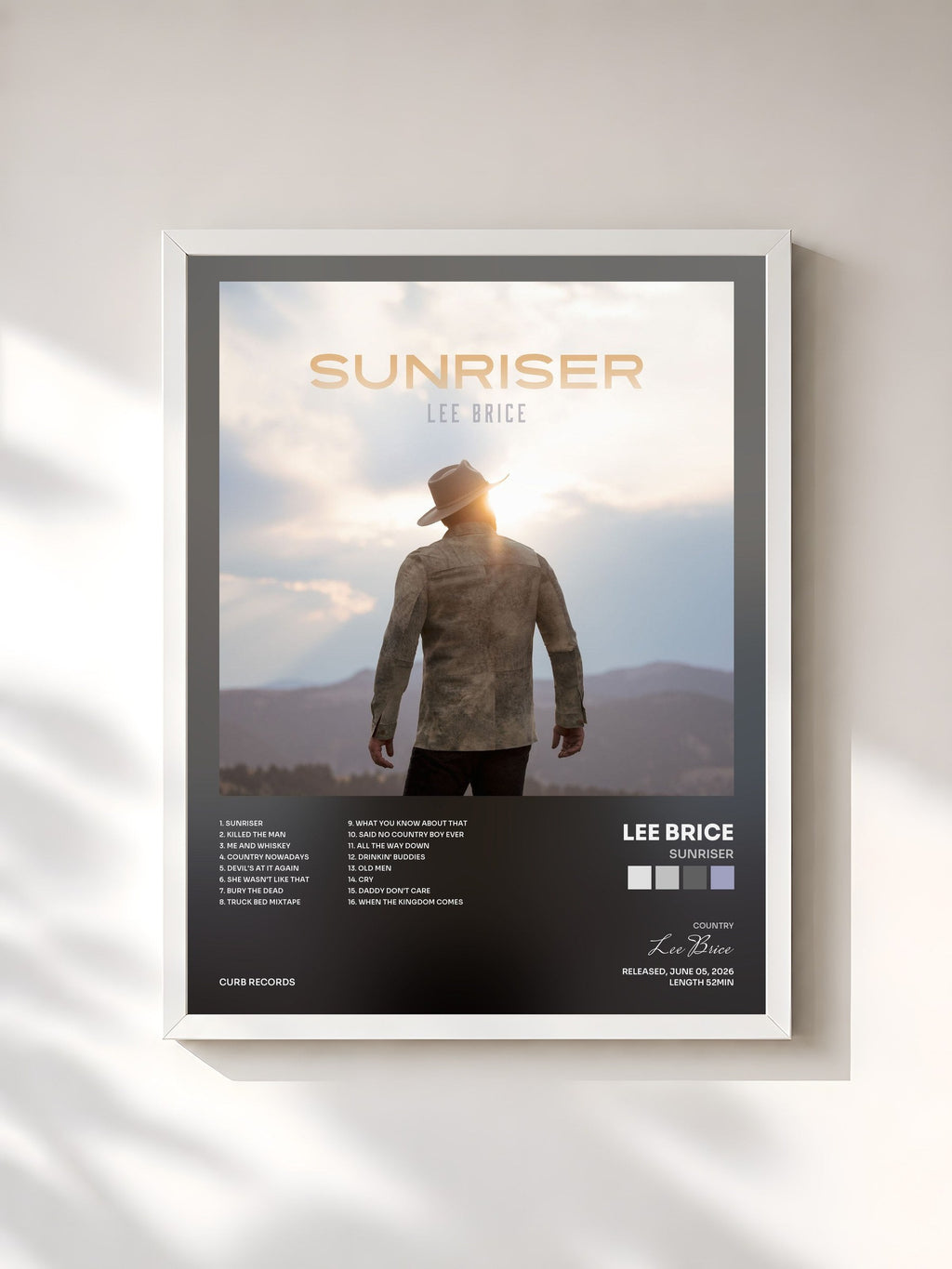 #blanc Sunriser von Lee Brice als gerahmter Kunstdruck, weißer Rahmen, gedruckt und gerahmt in Frankreich