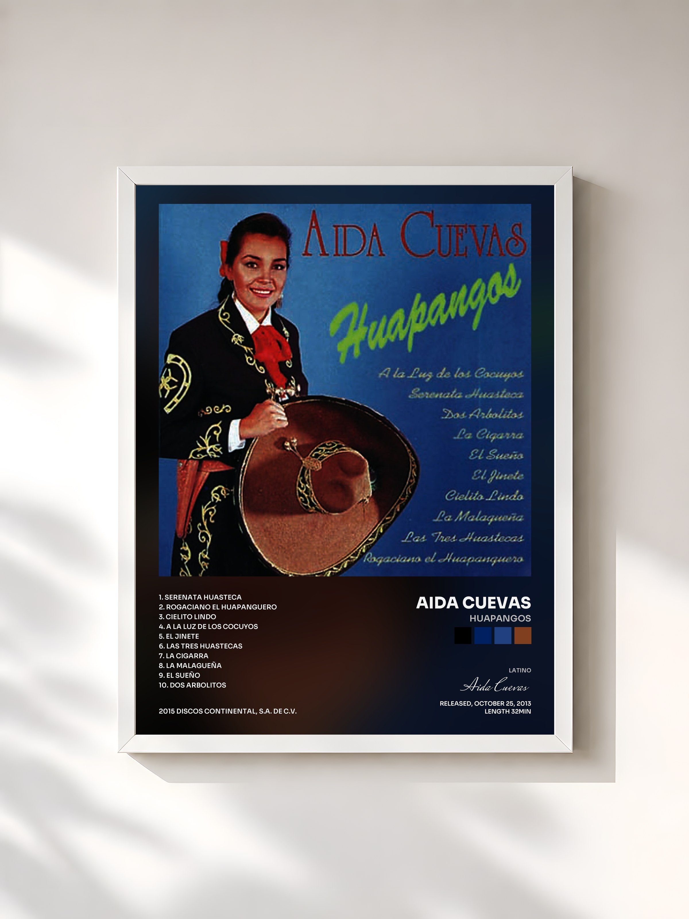 #blanc Tableau de l'album Huapangos de Aida Cuevas, cadre blanc, imprimé et encadré en France