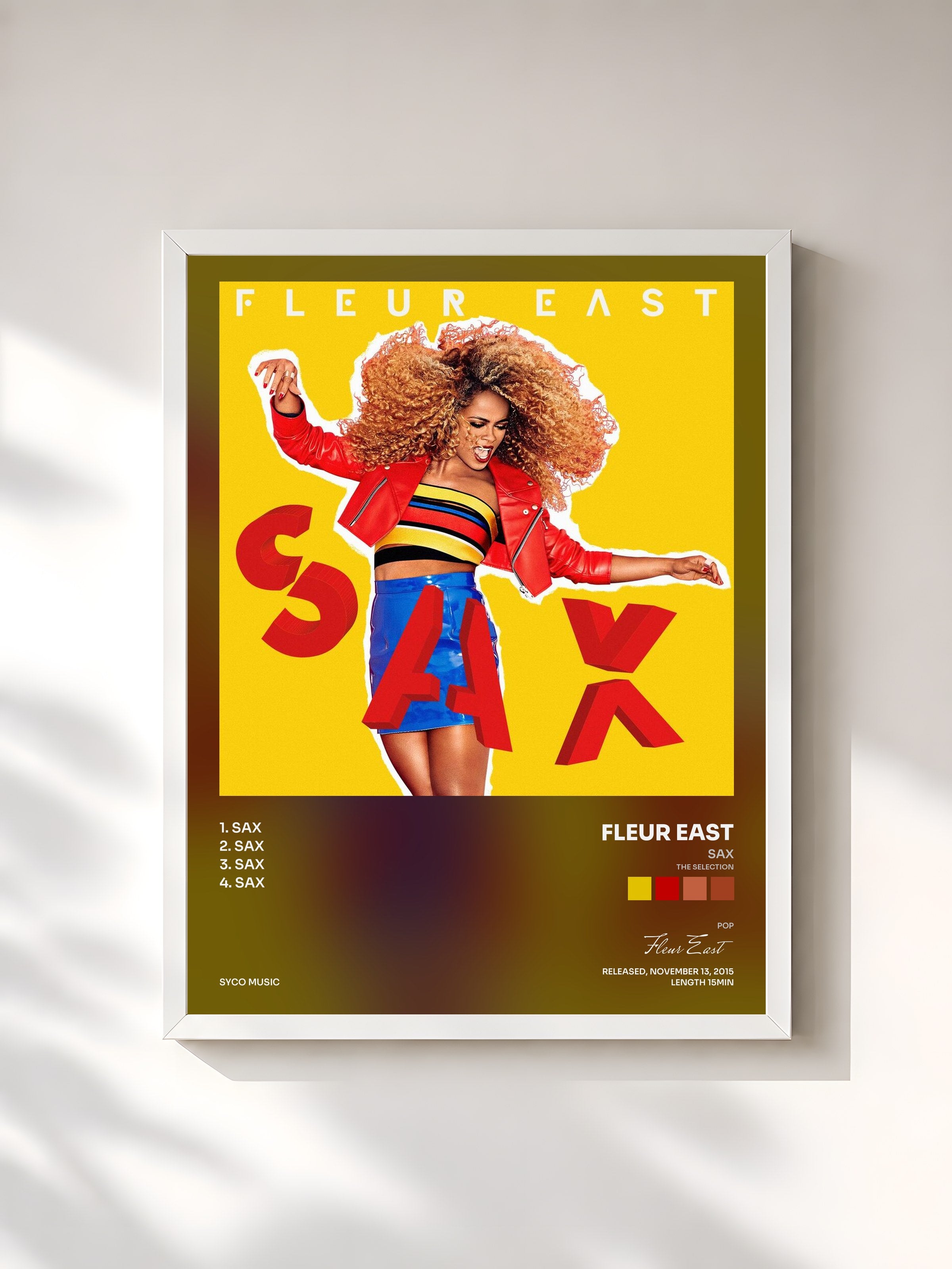 #blanc Tableau de l'album Sax (The Selection) de Fleur East, cadre blanc, imprimé et encadré en France