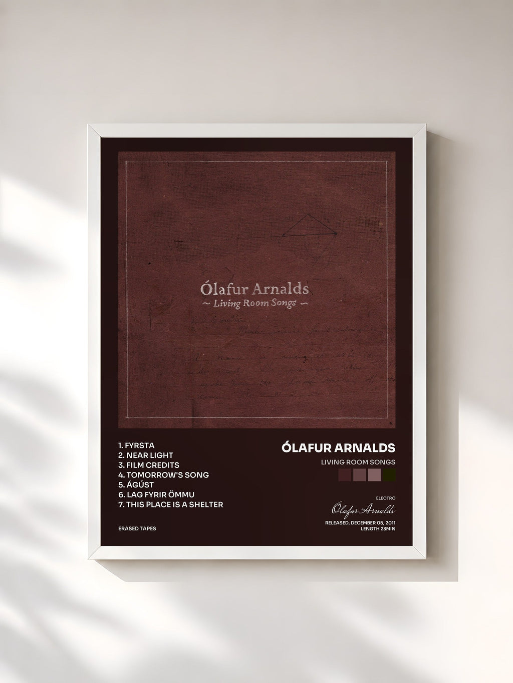 #blanc Living Room Songs di Ólafur Arnalds in stampa incorniciata, cornice bianca, stampata e incorniciata in Francia