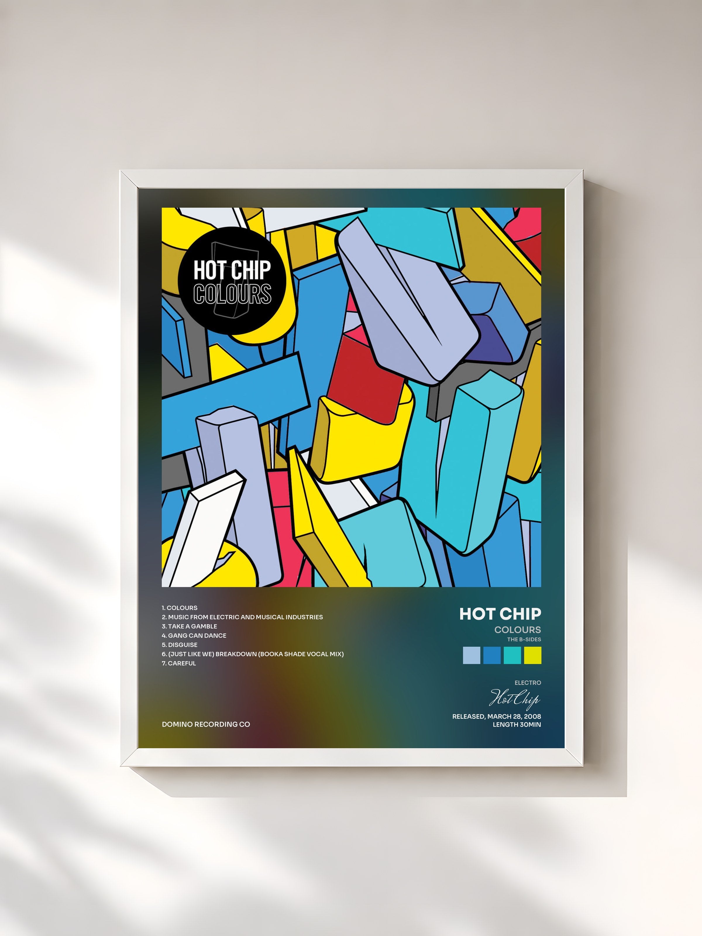 #blanc Tableau de l'album Colours (The B-Sides) de Hot Chip, cadre blanc, imprimé et encadré en France