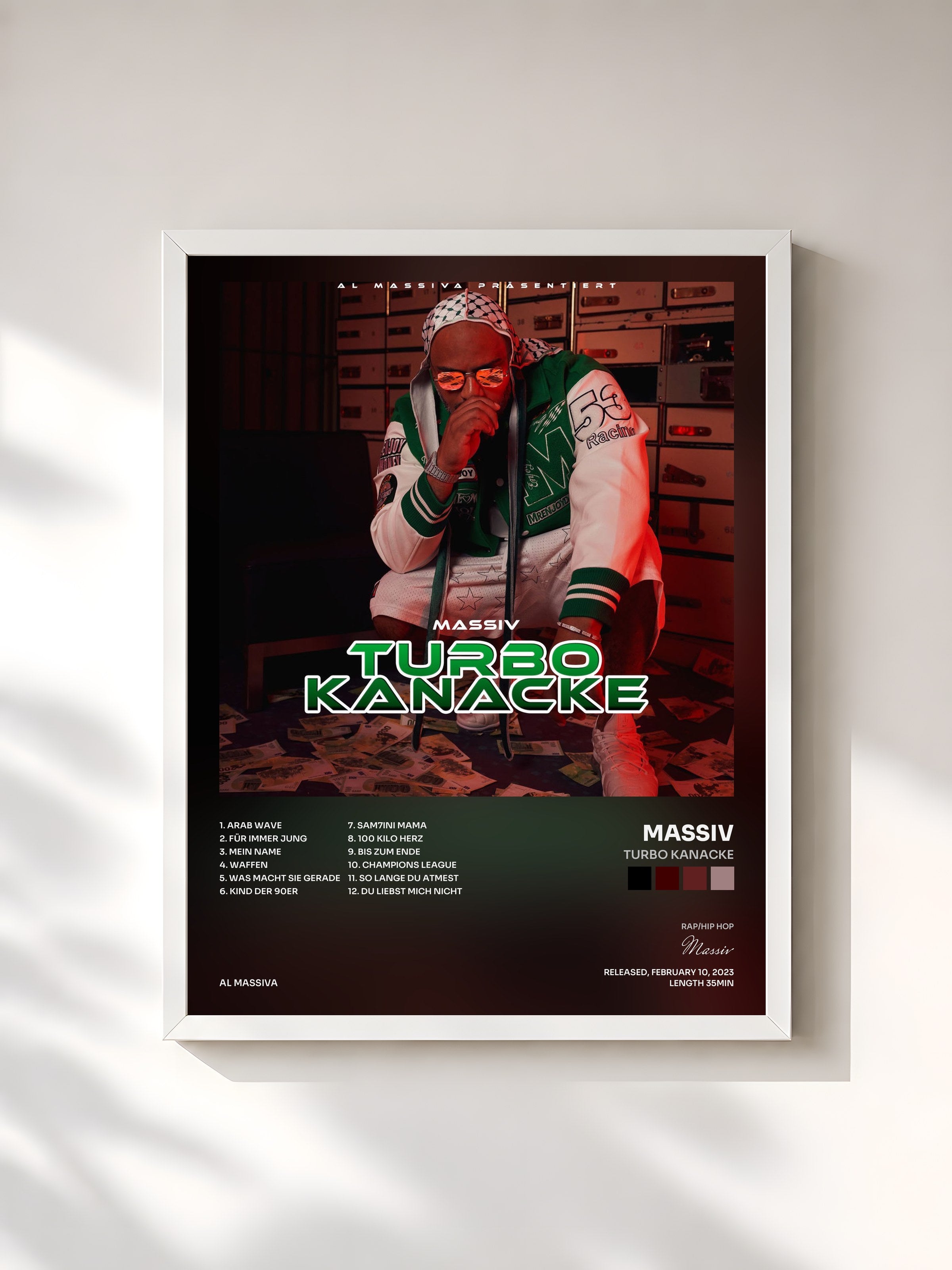 #blanc Tableau de l'album Turbo Kanacke de Massiv, cadre blanc, imprimé et encadré en France
