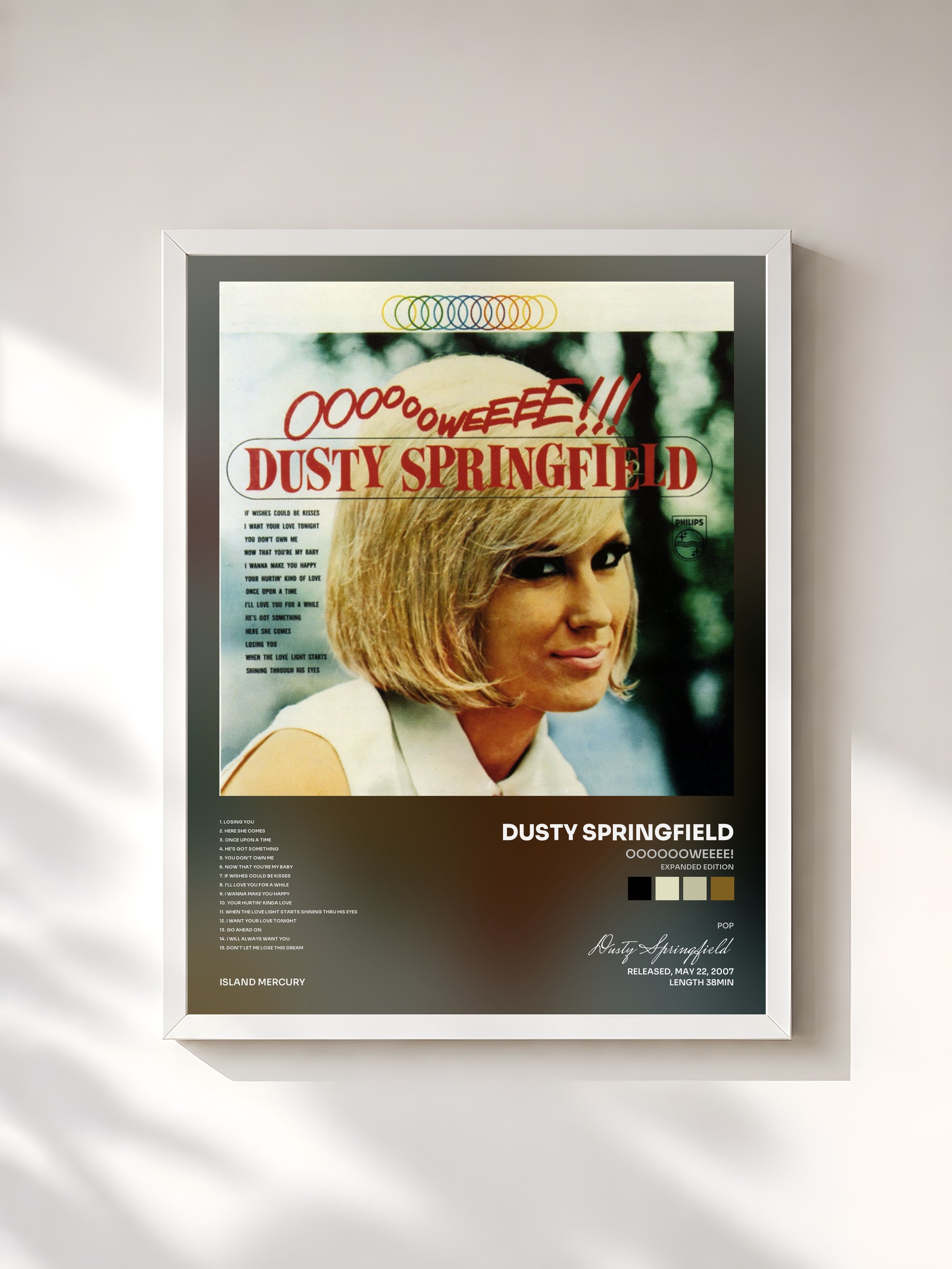 #blanc Tableau de l'album Ooooooweeee! (Expanded Edition) de Dusty Springfield, cadre blanc, imprimé et encadré en France