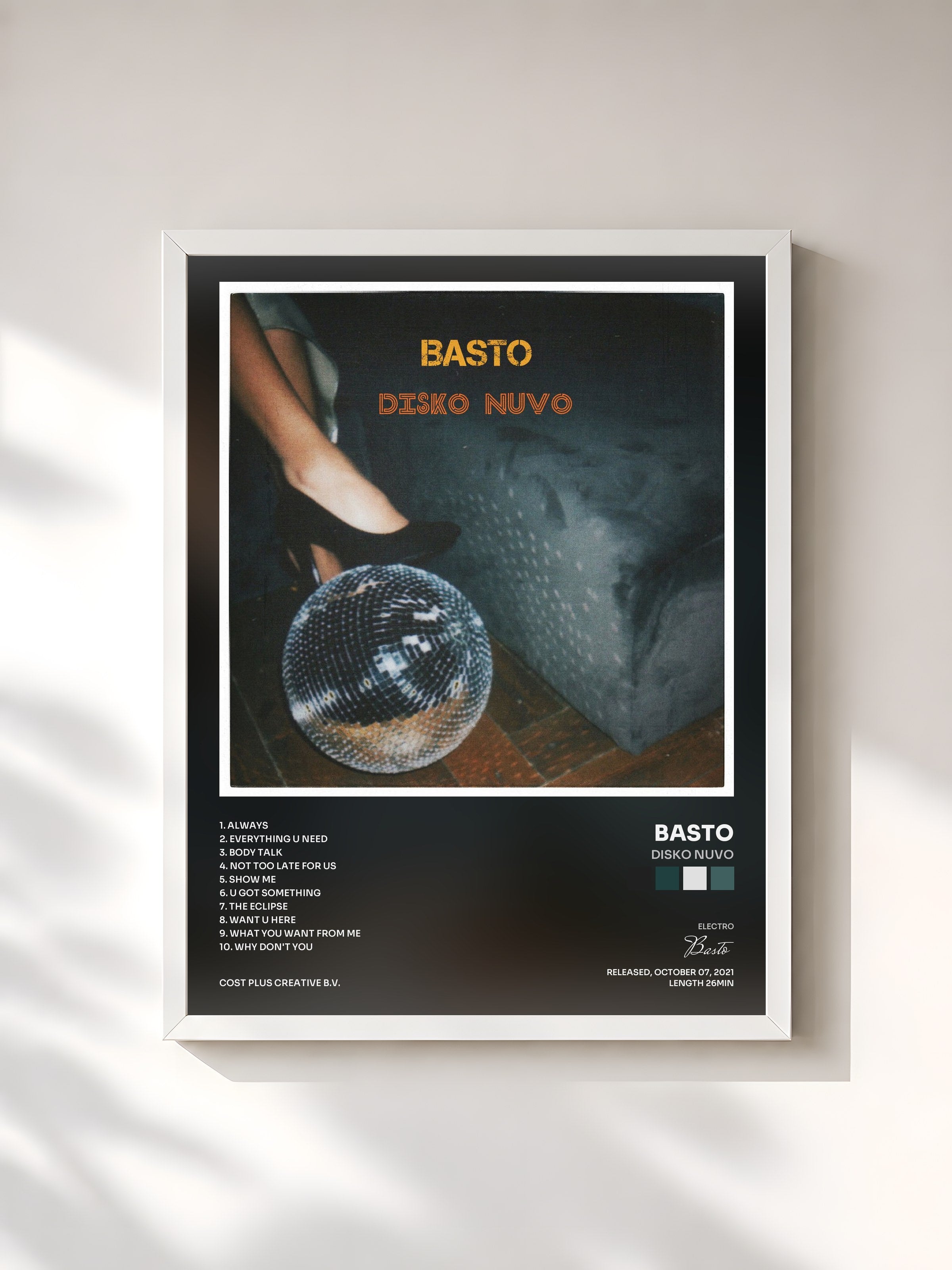 #blanc Tableau de l'album Disko Nuvo de Basto, cadre blanc, imprimé et encadré en France