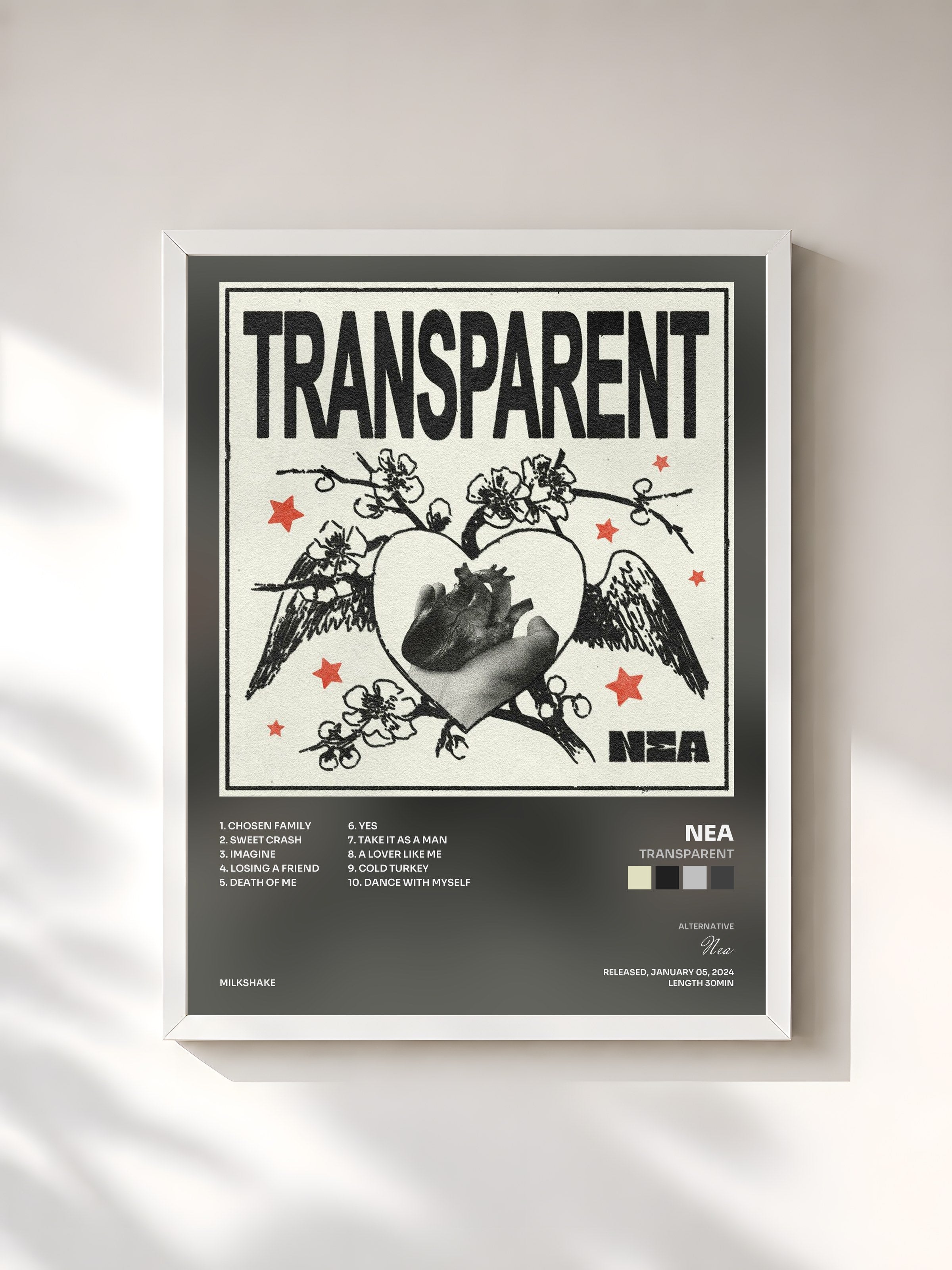 #blanc Tableau de l'album TRANSPARENT de Nea, cadre blanc, imprimé et encadré en France