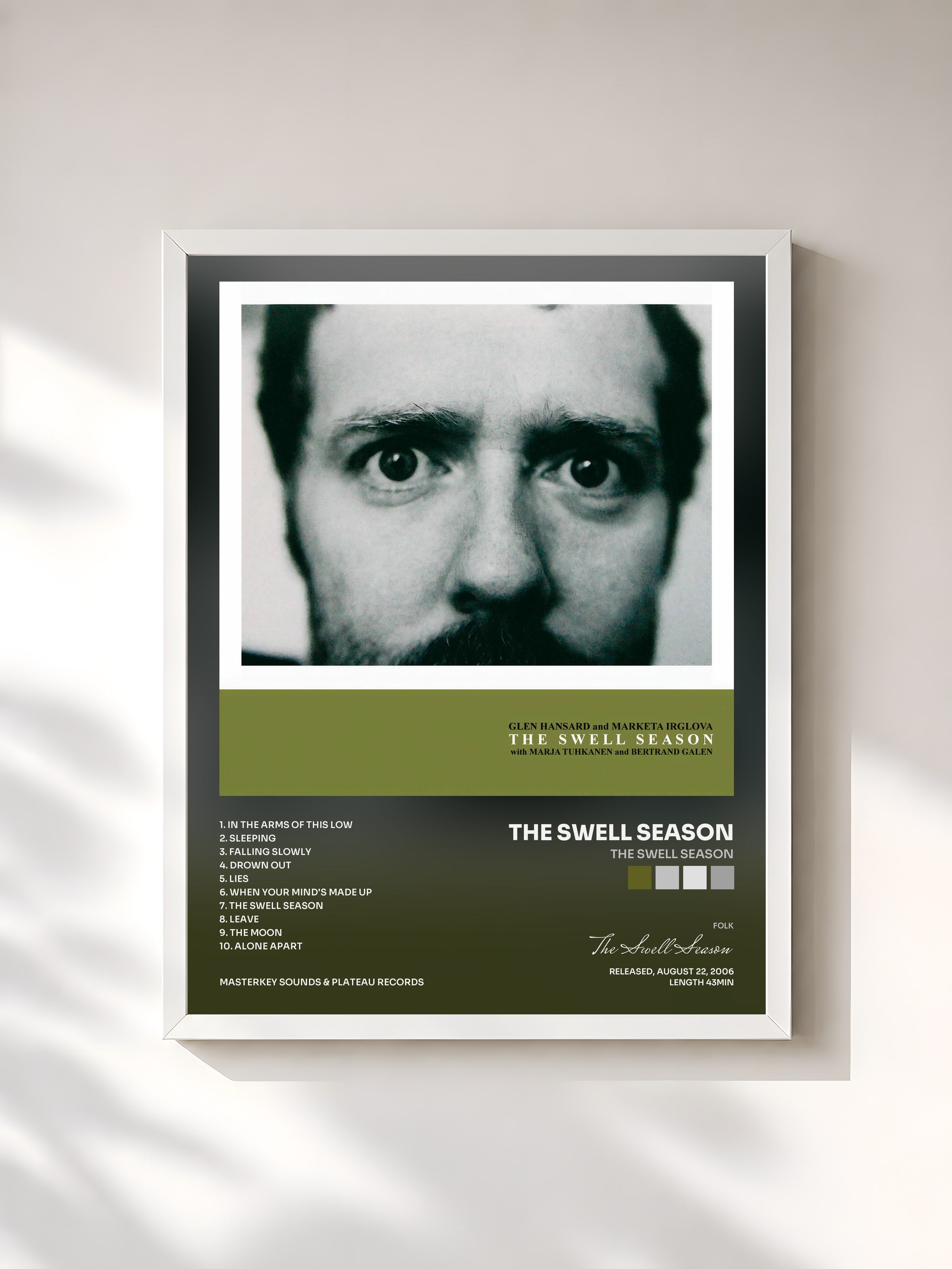#blanc Tableau de l'album The Swell Season de The Swell Season, cadre blanc, imprimé et encadré en France