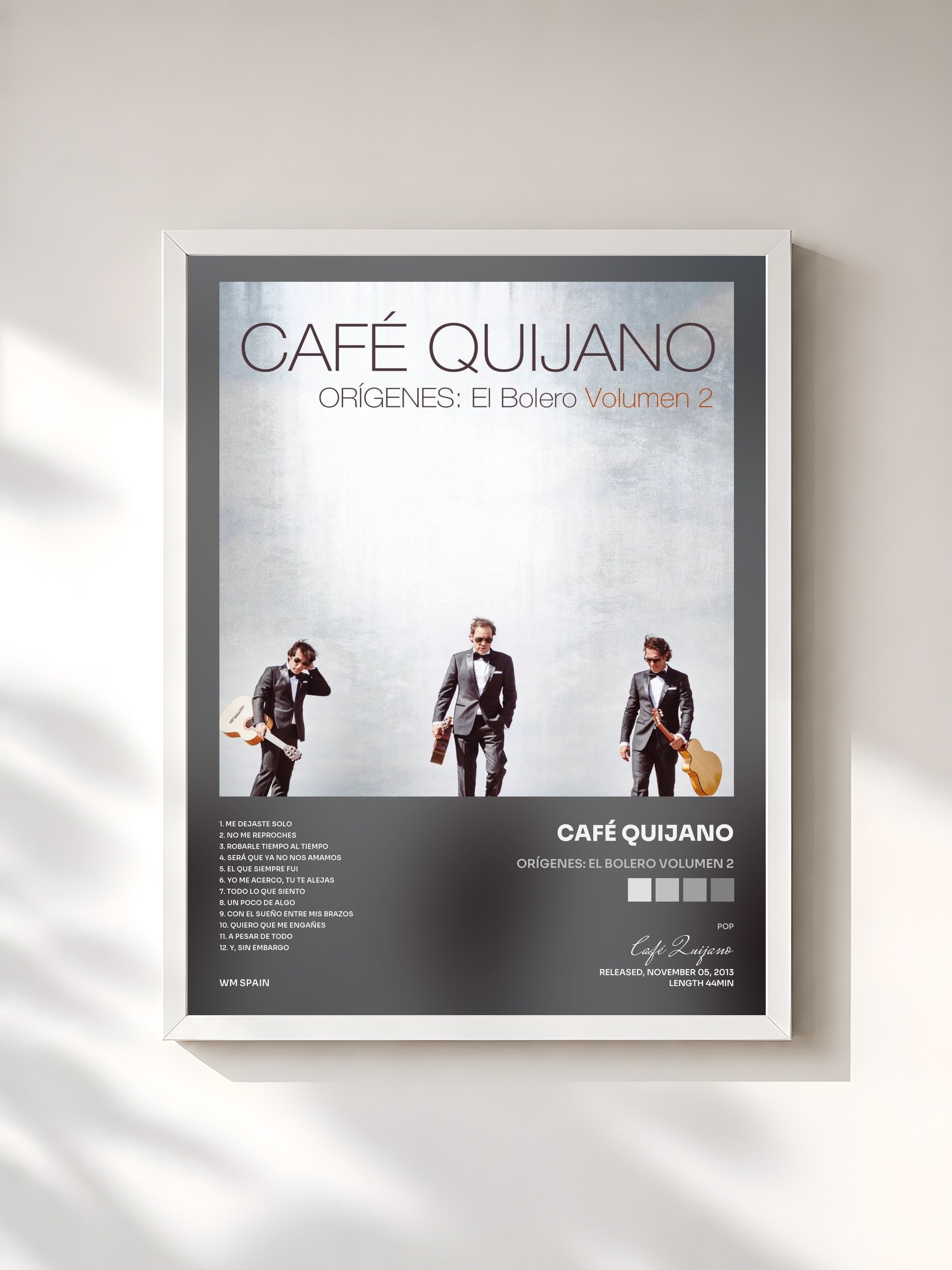 #blanc Tableau de l'album Orígenes: El Bolero Volumen 2 de Café Quijano, cadre blanc, imprimé et encadré en France