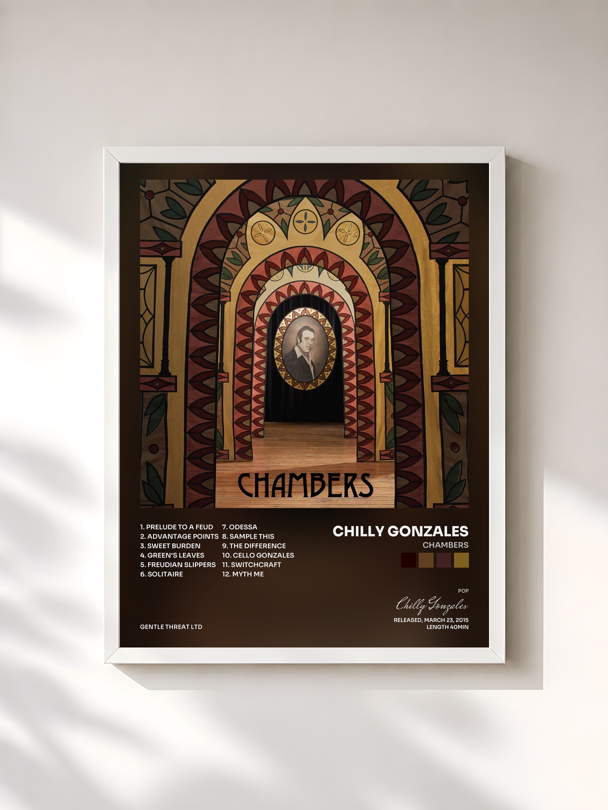 #blanc Tableau de l'album Chambers de Chilly Gonzales, cadre blanc, imprimé et encadré en France