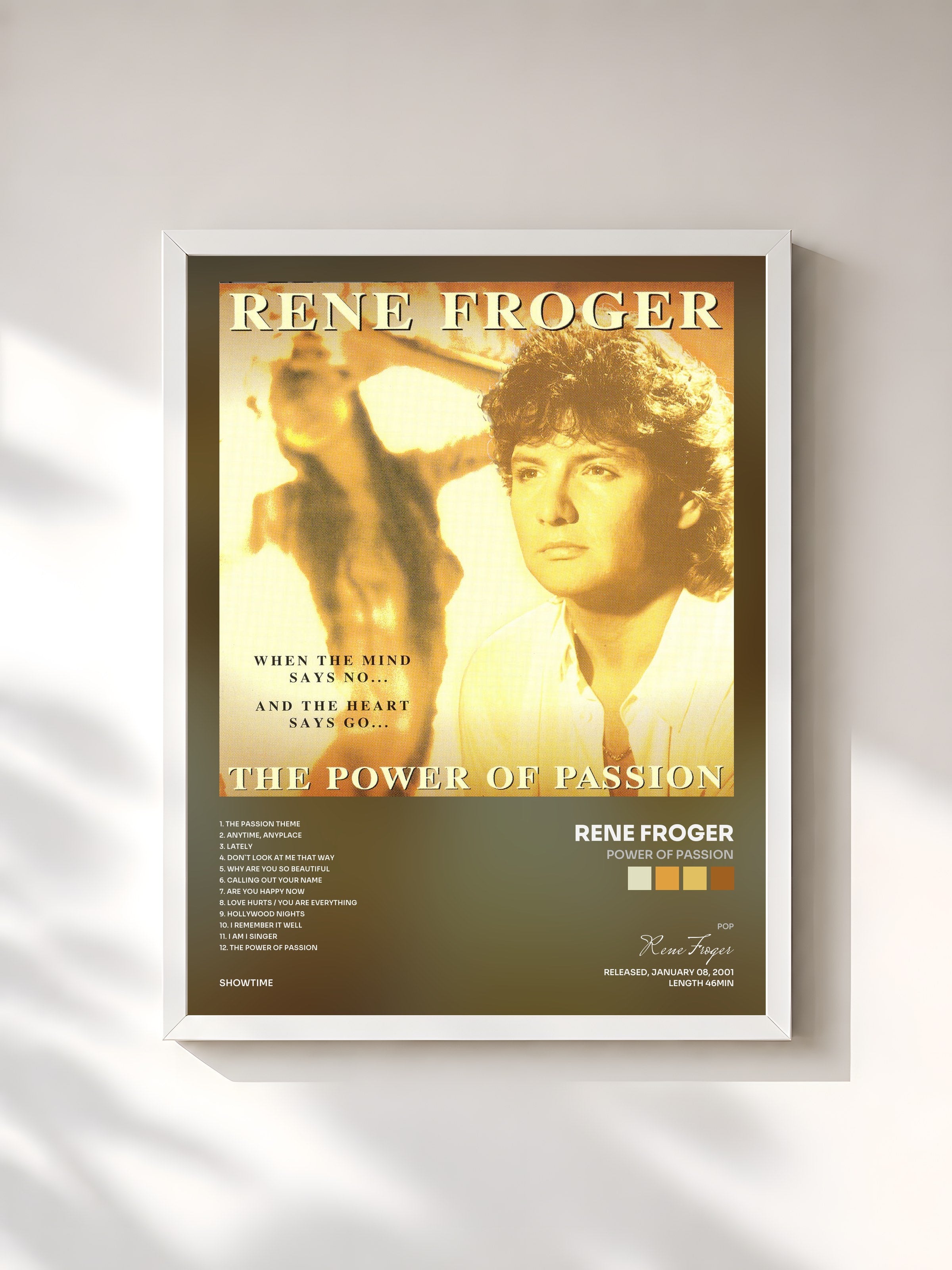 #blanc Tableau de l'album Power Of Passion de Rene Froger, cadre blanc, imprimé et encadré en France
