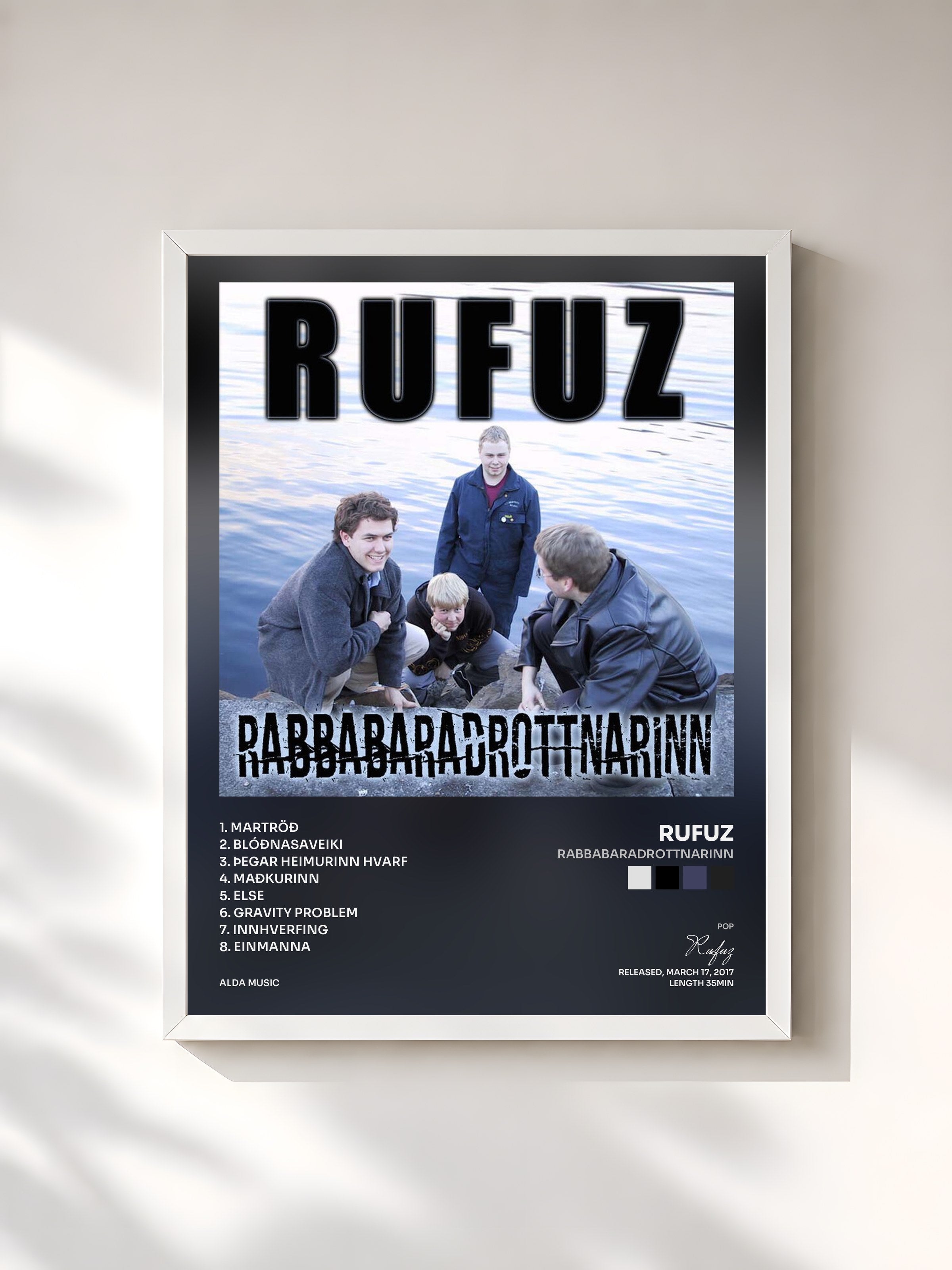 #blanc Tableau de l'album Rabbabaradrottnarinn de Rufuz, cadre blanc, imprimé et encadré en France