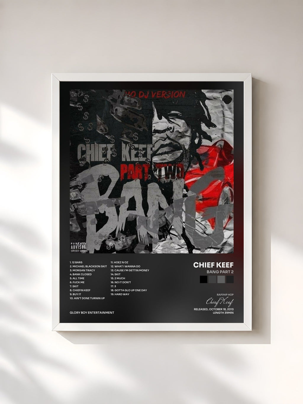 #blanc Bang Part 2 von Chief Keef als gerahmter Kunstdruck, weißer Rahmen, gedruckt und gerahmt in Frankreich