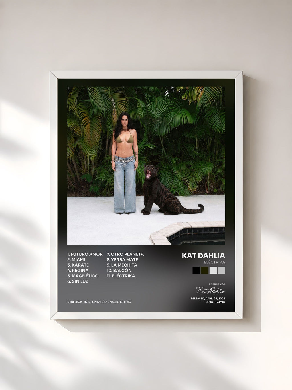 #blanc Tableau de l'album Eléctrika de Kat Dahlia, cadre blanc, imprimé et encadré en France