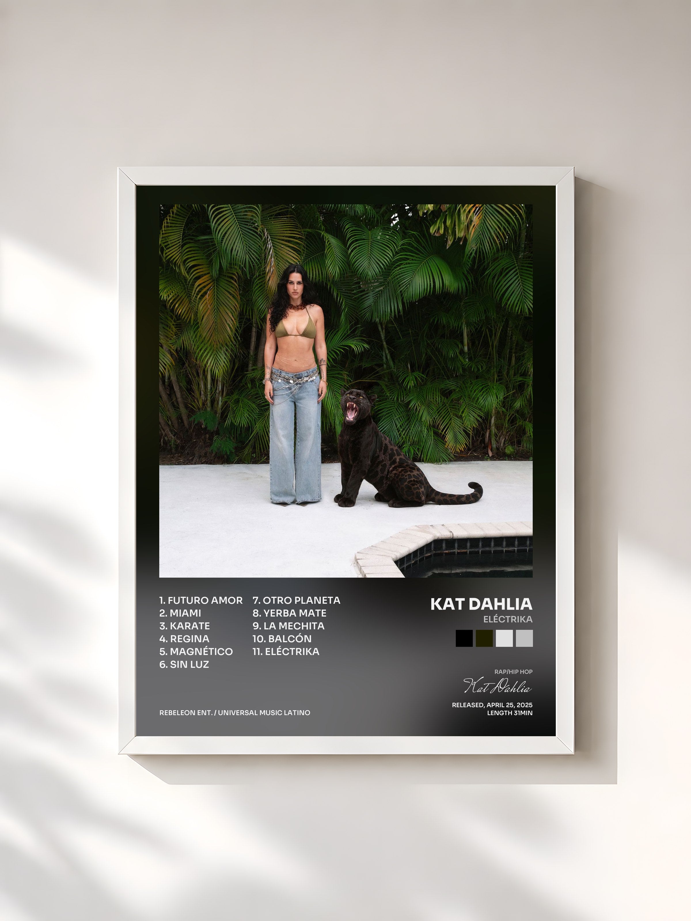 #blanc Tableau de l'album Eléctrika de Kat Dahlia, cadre blanc, imprimé et encadré en France