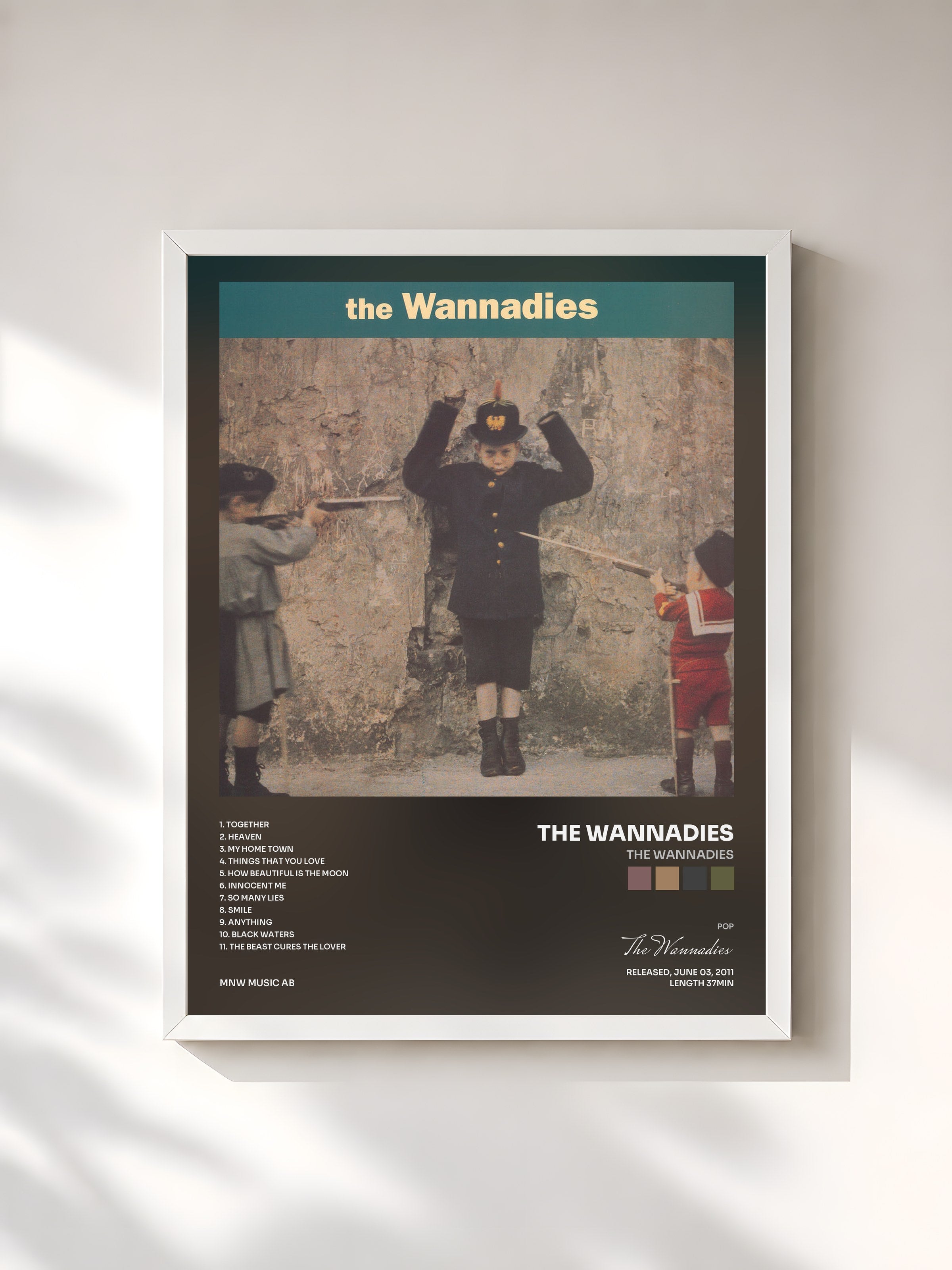 #blanc Tableau de l'album The Wannadies de The Wannadies, cadre blanc, imprimé et encadré en France