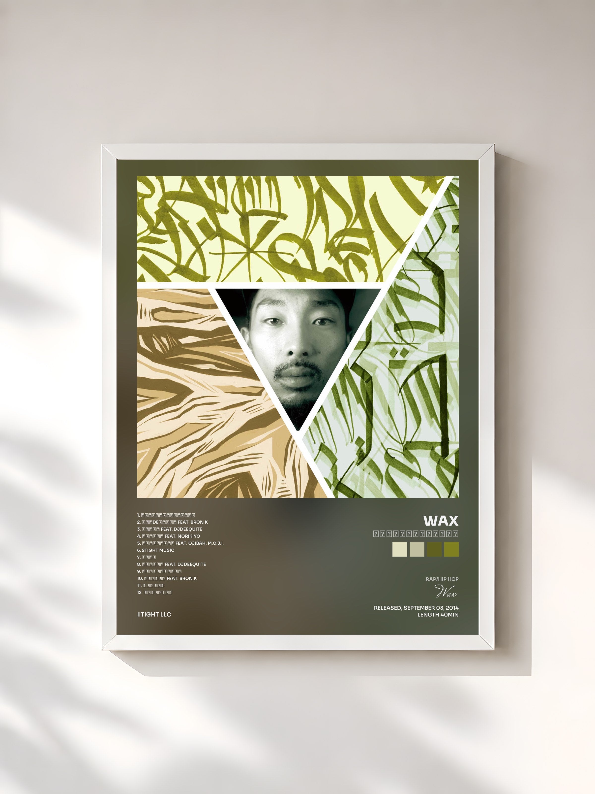 #blanc Tableau de l'album 神風吹く日本から愛を込めて de Wax, cadre blanc, imprimé et encadré en France
