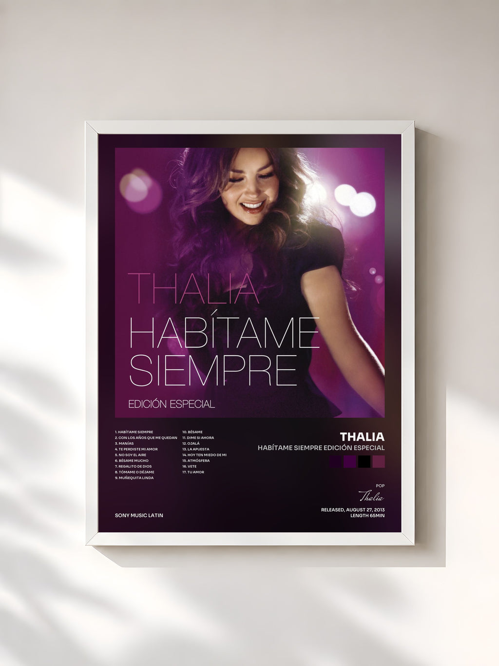 #blanc Tableau de l'album Habítame Siempre Edición Especial de Thalia, cadre blanc, imprimé et encadré en France