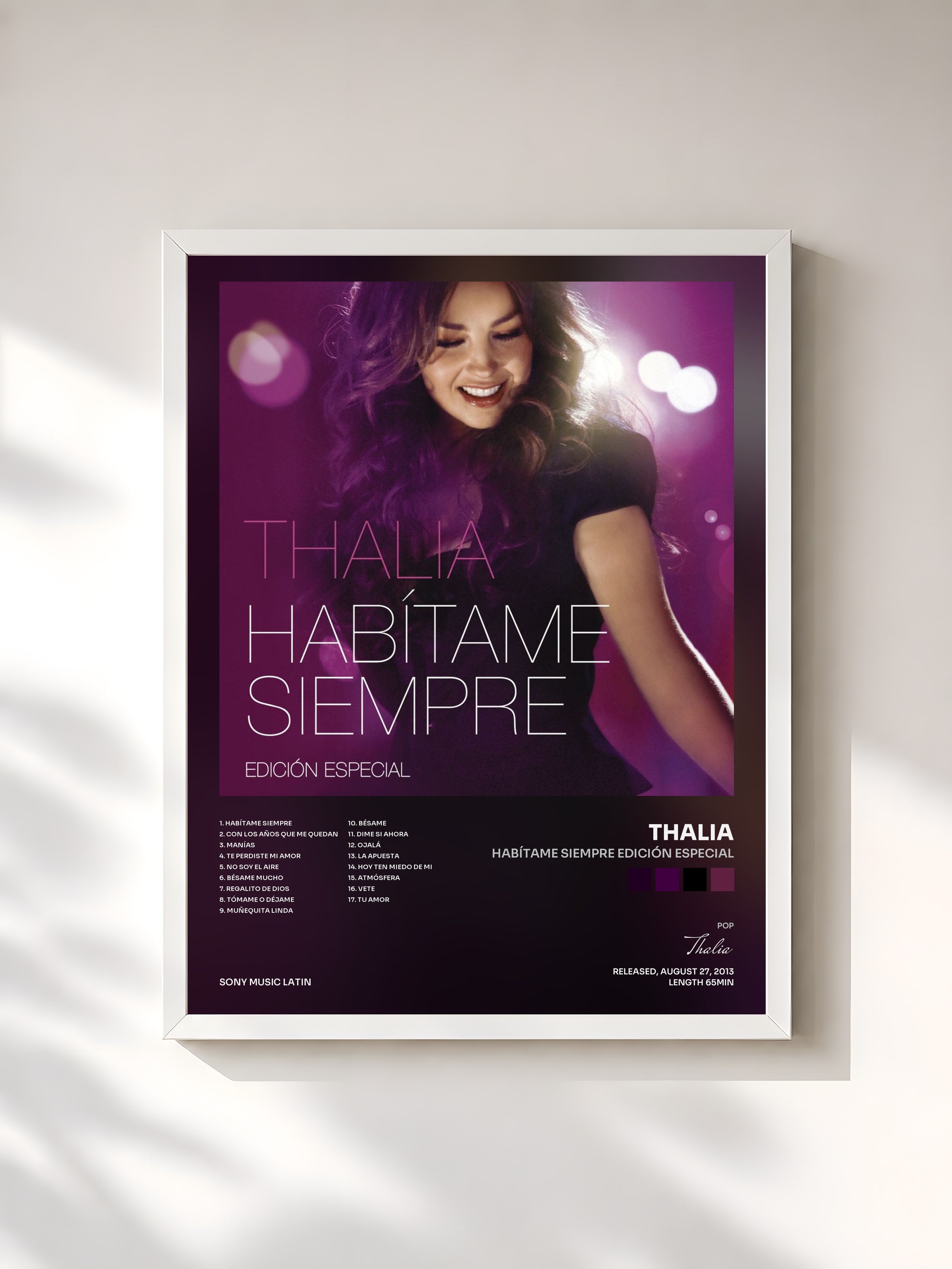 #blanc Tableau de l'album Habítame Siempre Edición Especial de Thalia, cadre blanc, imprimé et encadré en France