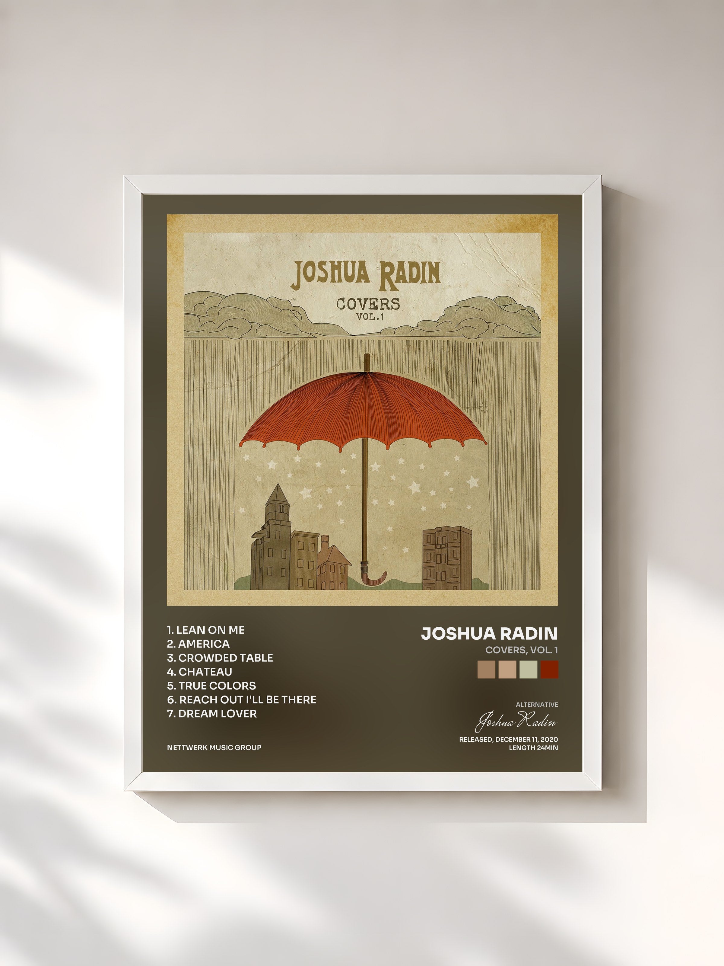 #blanc Tableau de l'album Covers, Vol. 1 de Joshua Radin, cadre blanc, imprimé et encadré en France