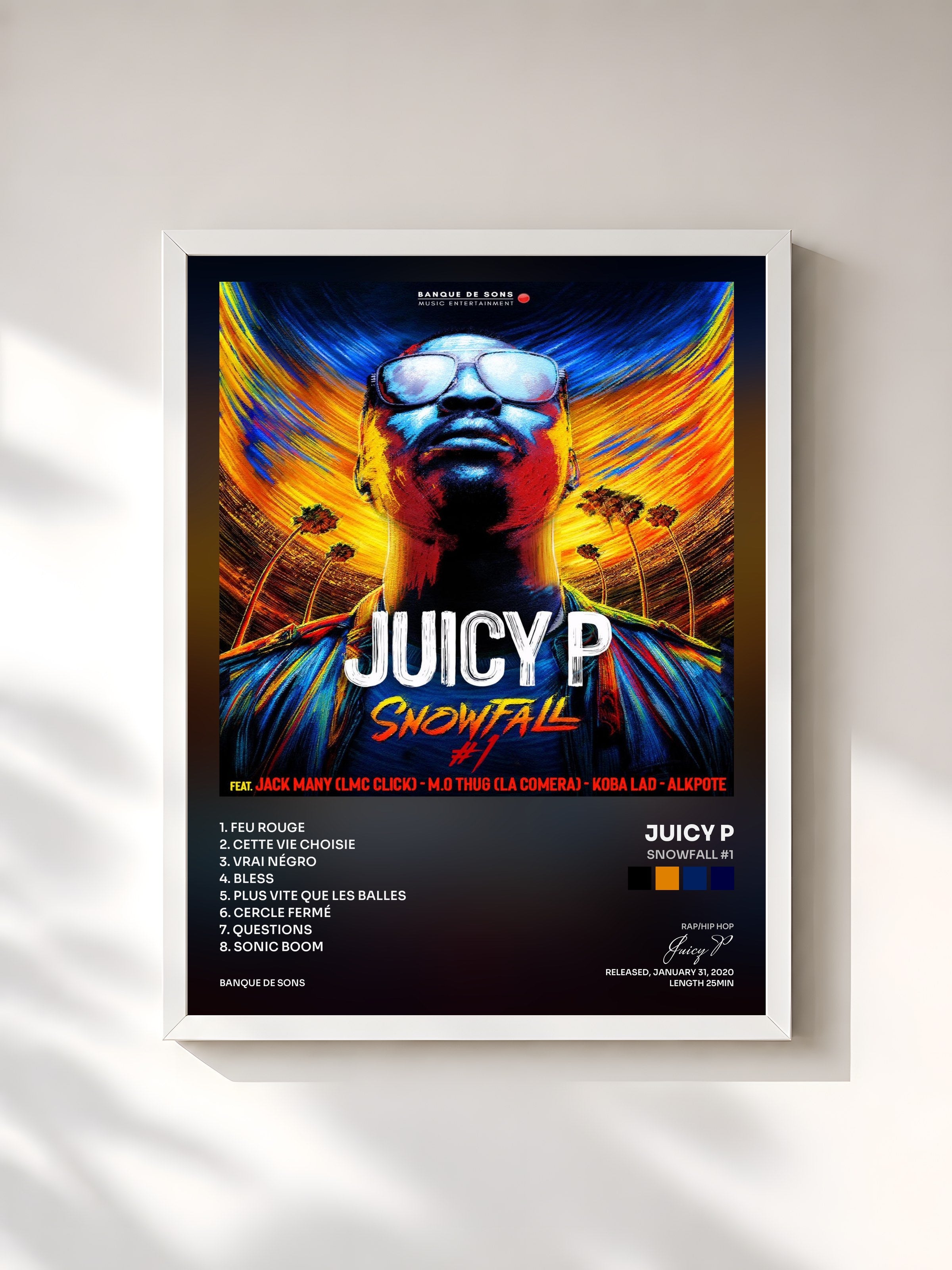 #blanc Tableau de l'album Snowfall #1 de Juicy P, cadre blanc, imprimé et encadré en France