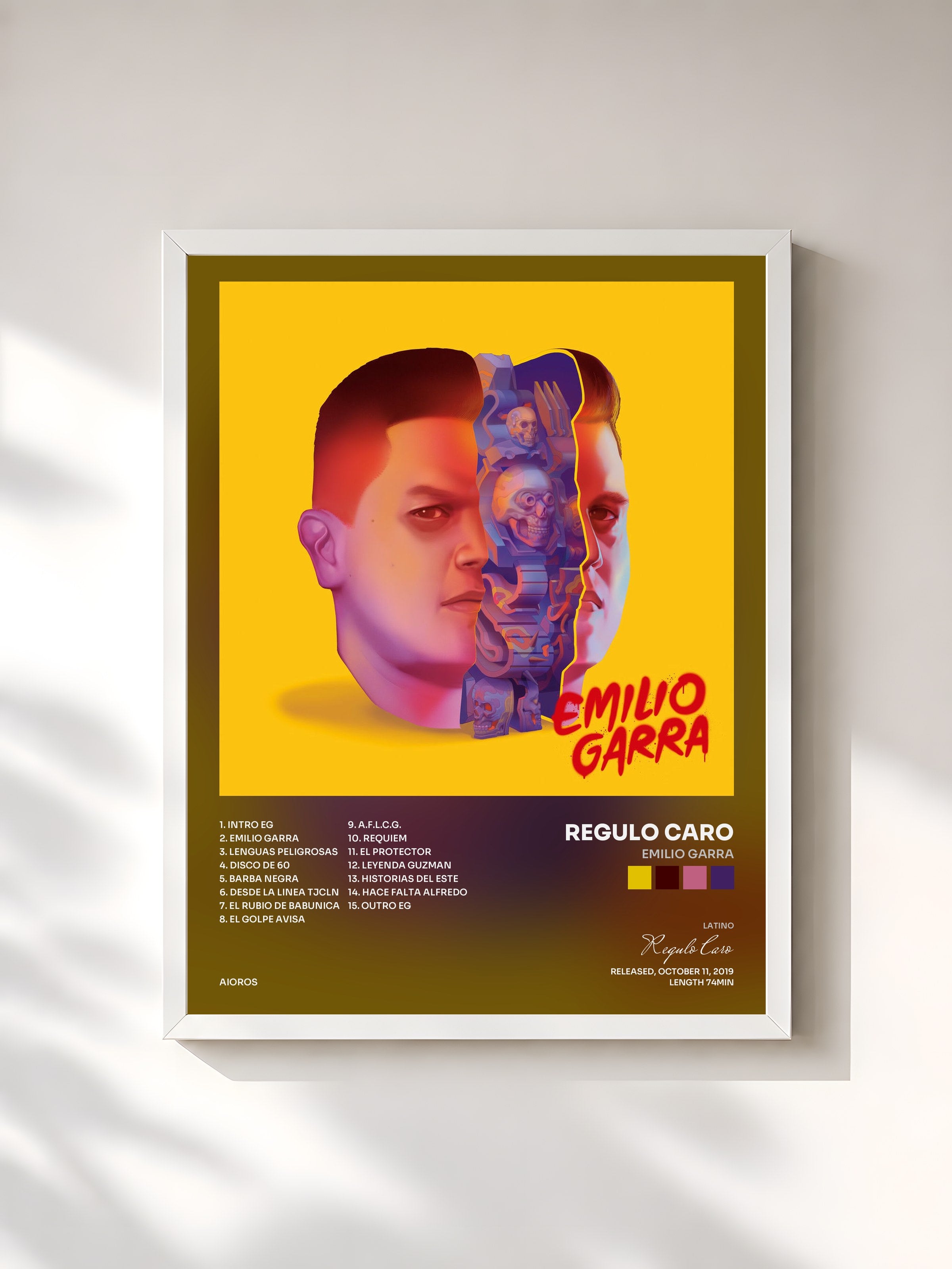 #blanc Tableau de l'album Emilio Garra de Regulo Caro, cadre blanc, imprimé et encadré en France