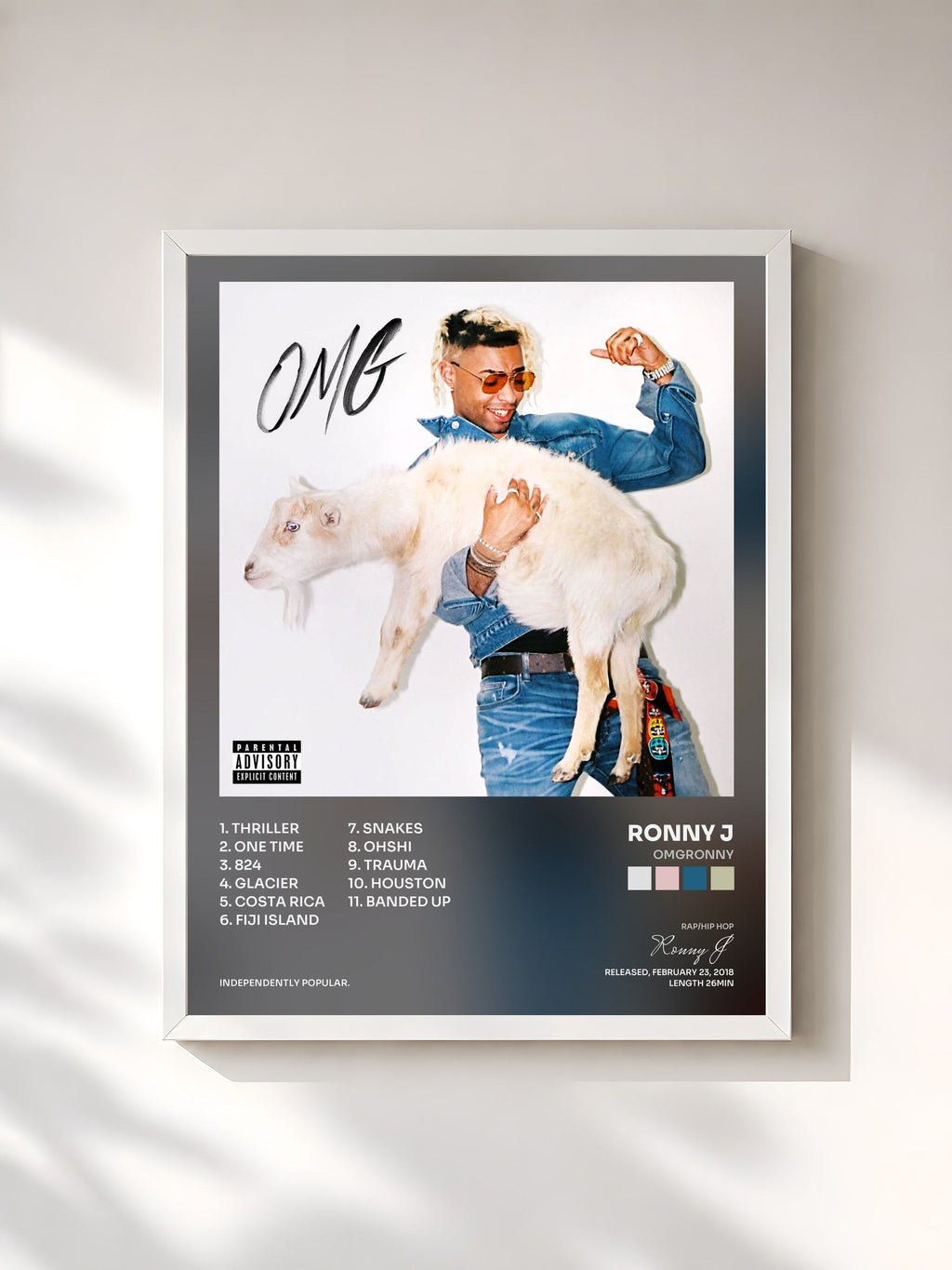 #blanc OMGRONNY von Ronny J als gerahmter Kunstdruck, weißer Rahmen, gedruckt und gerahmt in Frankreich