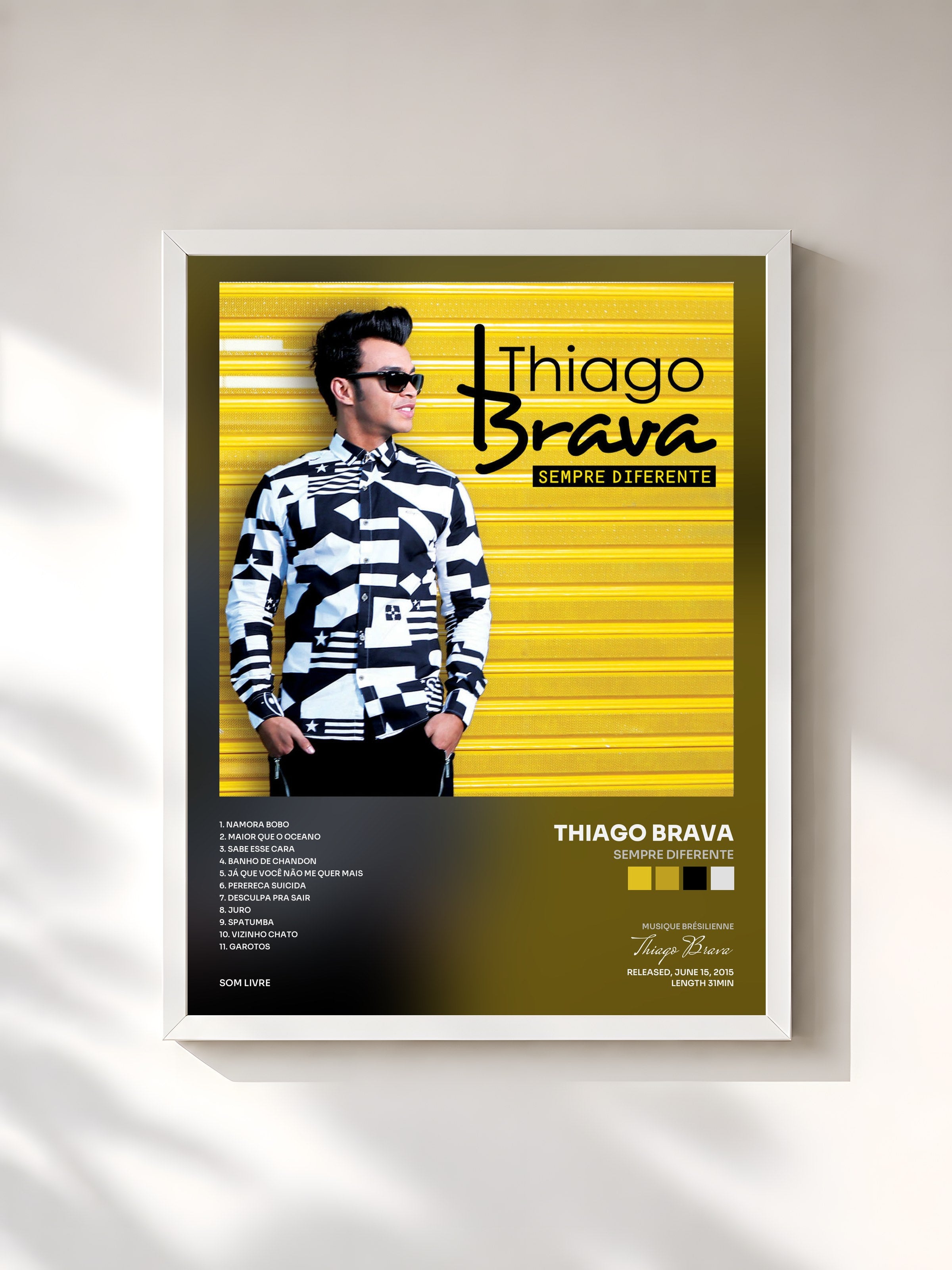 #blanc Tableau de l'album Sempre Diferente de Thiago Brava, cadre blanc, imprimé et encadré en France